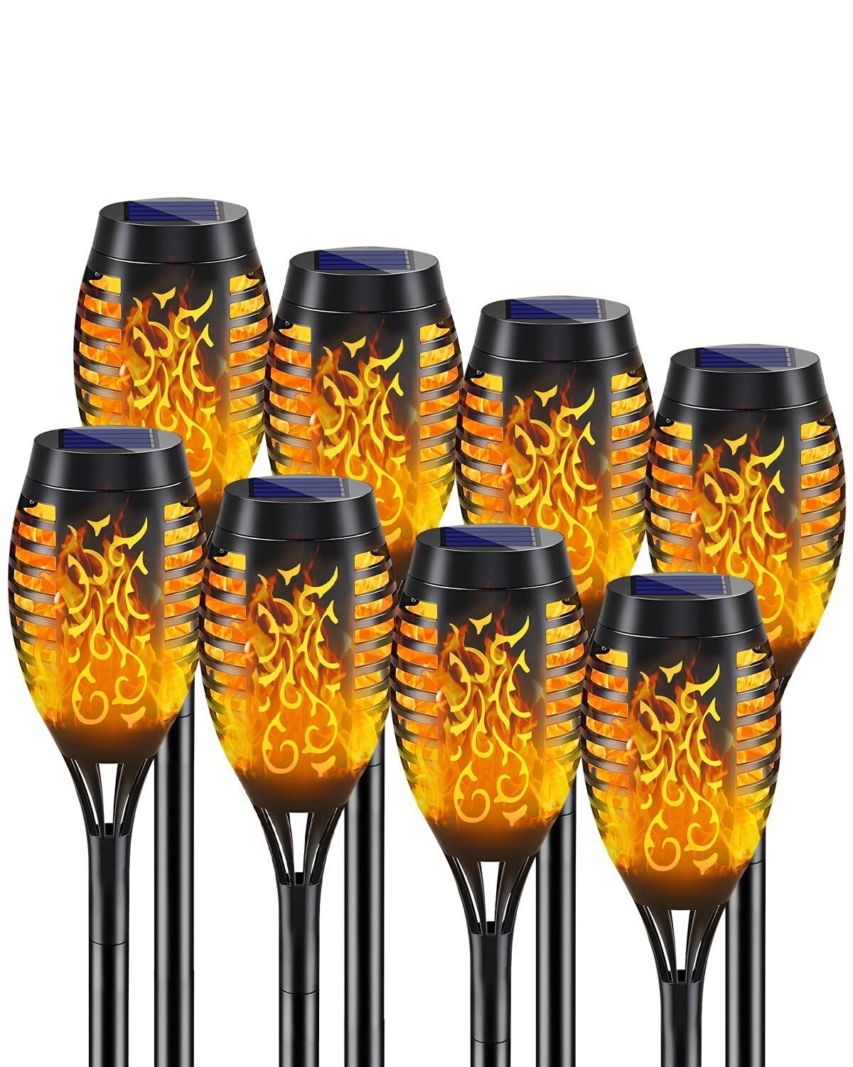 Solar Lights Outdoor Garden, 52CM Tall, Solar Flickering Dancing Flame Lights, Dusk to Dawn Auto On/Off, IP65 Waterproof, Solar Torch Lights for Pathway Patio Yard Garden (8 Pack)