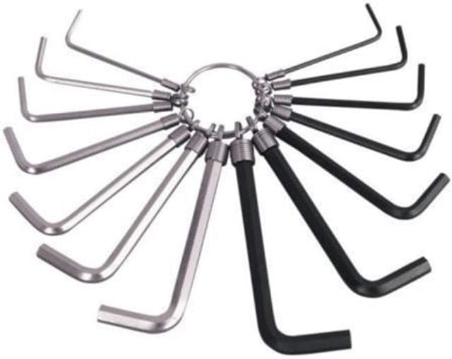 14 Piece New Imperial Wrench Set Allen Alan Hex Hexagon Key with Key Ring