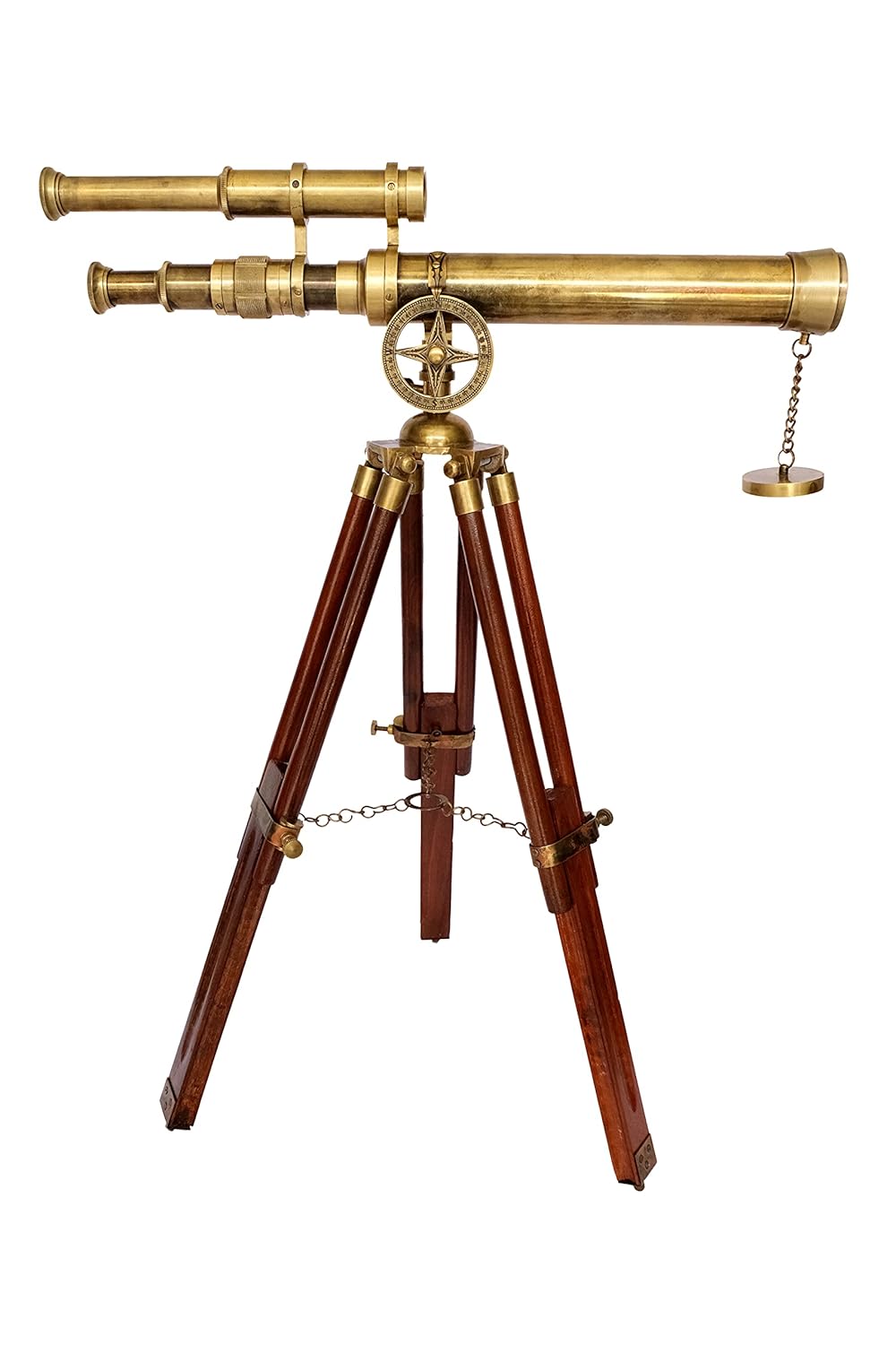 Shakti Fashion Double Barrel Astro Nautical Telescope Brass with Wooden
