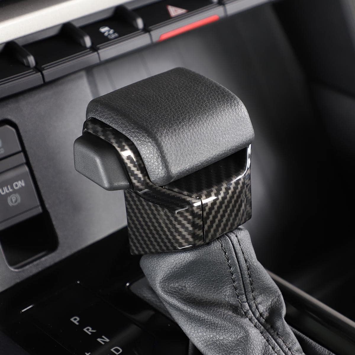 3PCS ABS Car Console Gear Gear Shift Knob Head Protection Trim,Shift Gear Protection Trim,Compatible with Toyota Tacoma 2024+ Interior Accessories (Black Carbon Fiber)