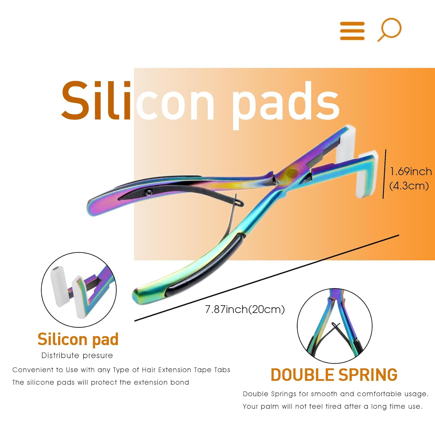 Tape in Hair Extension Pliers Tool Kit Professional Flat Surface Sealing Tool For Tape in Hair Extension Human Hair(Rainbow)