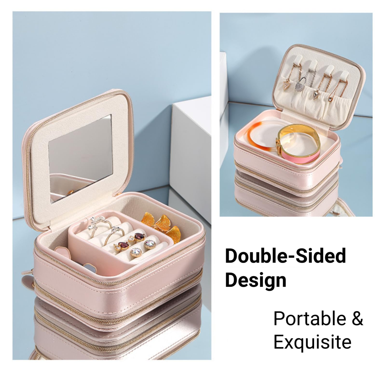 Amazon.co.jp: Gurajo 両面ジュエリーボックス トラベルジュエリー