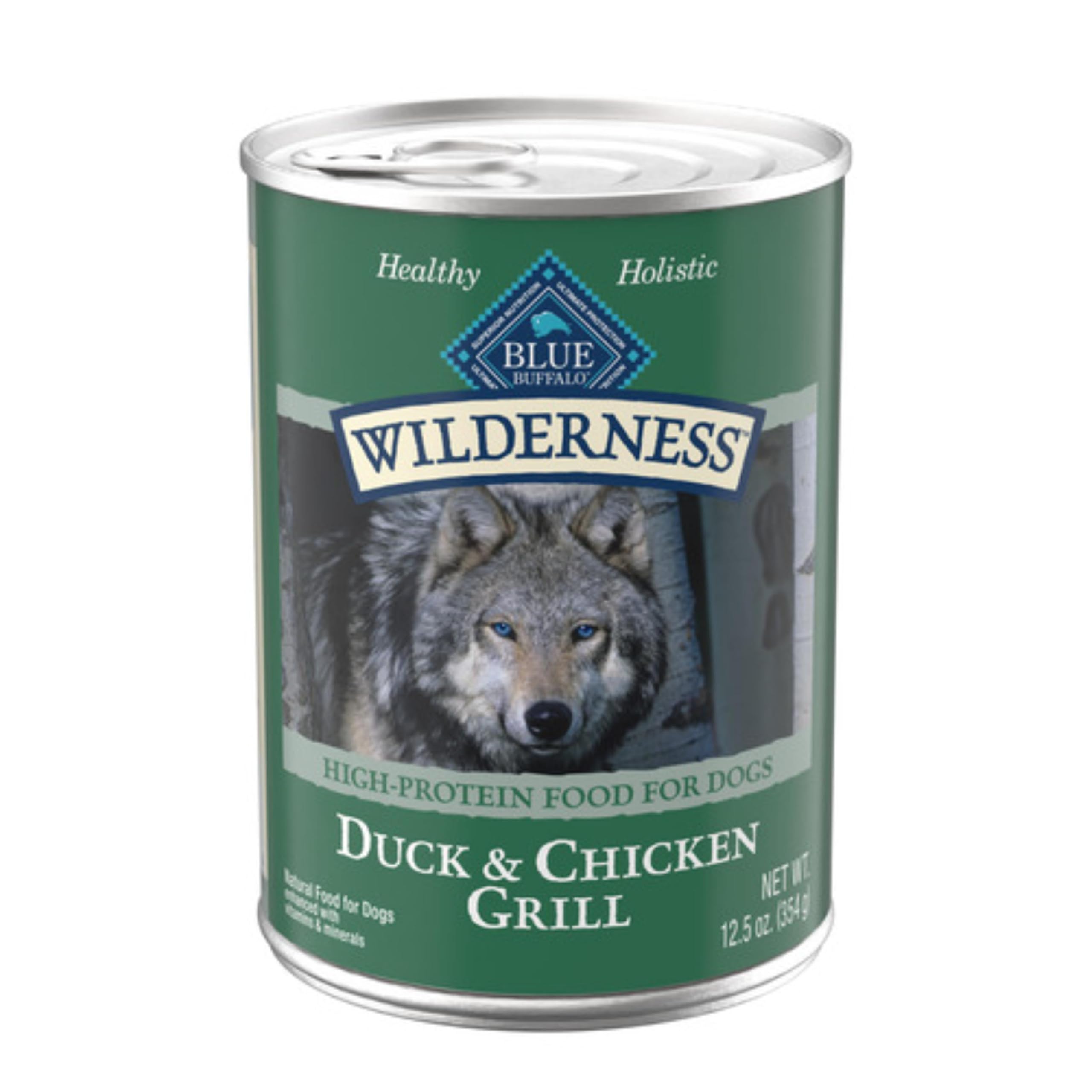 Wilderness Adult Wet Dog Food, High-Protein & Grain-Free, Made with Natural Ingredients, Duck & Chicken Grill, 12.5-oz. Cans, 12 Count