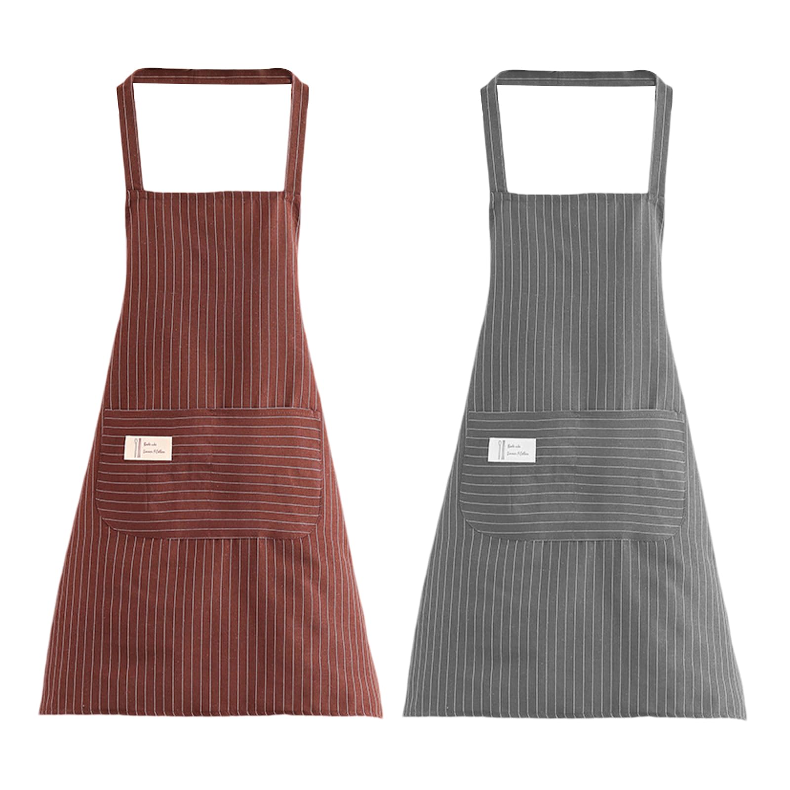 Bettinay Men's Gray, Brown 2Pcs Adjustable Chef Aprons For Wo, Kitchen Apron Cooking For Chefs With Pockets