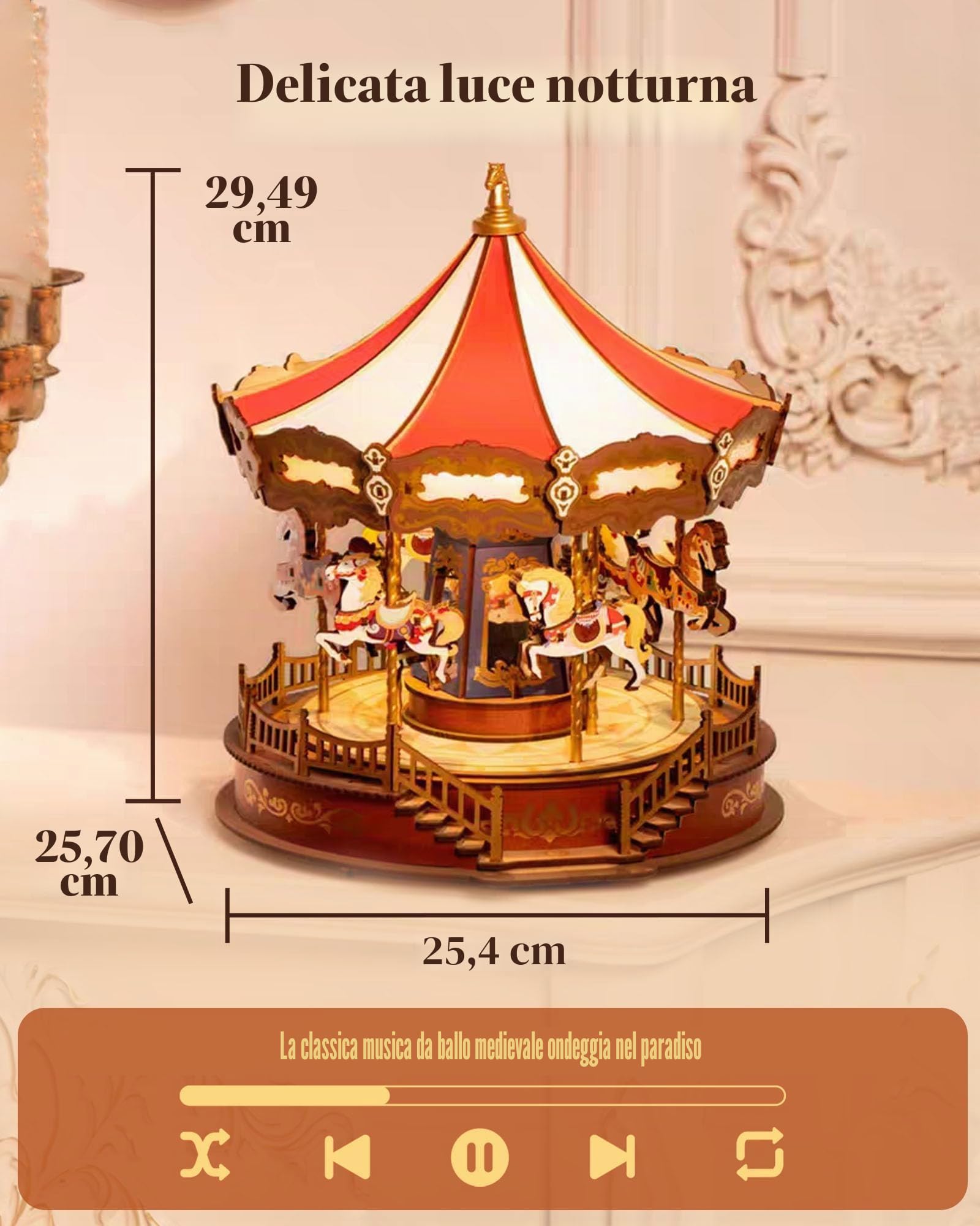 ROWOOD Carosello Puzzle 3D in Legno, Modellismo Da Costruire Per Adulti, Scatola Musicale Fai Da Te, Modello Giocattolo, Ideale Come Regalo Di Natale E Compleanno