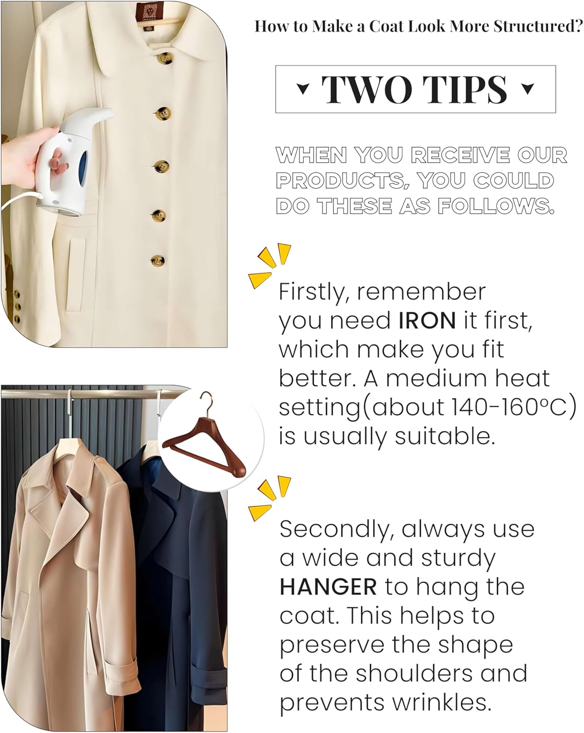 Omoone 2025 Winter Elegant Womens Pea Coat Mid Long Wool Coat Wool Blend Trench Coat with Pockets - Image 7