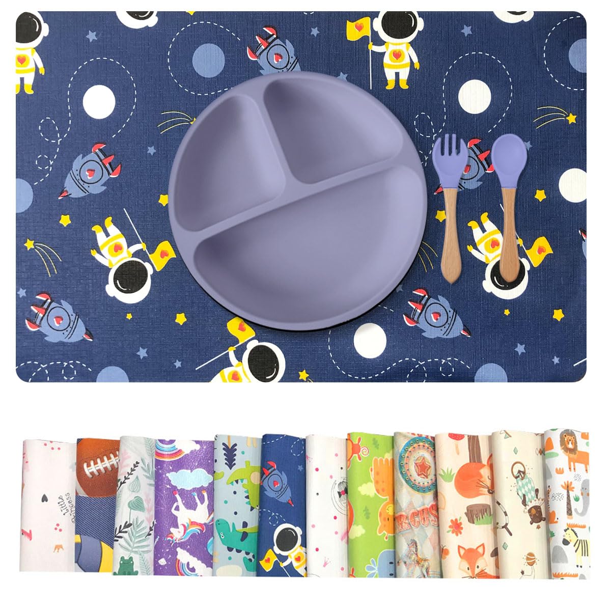 4 Jogo Americano Infantil Impermeável Pvc Vr (ASTRONAUTA CRIANÇA RETANGULAR)