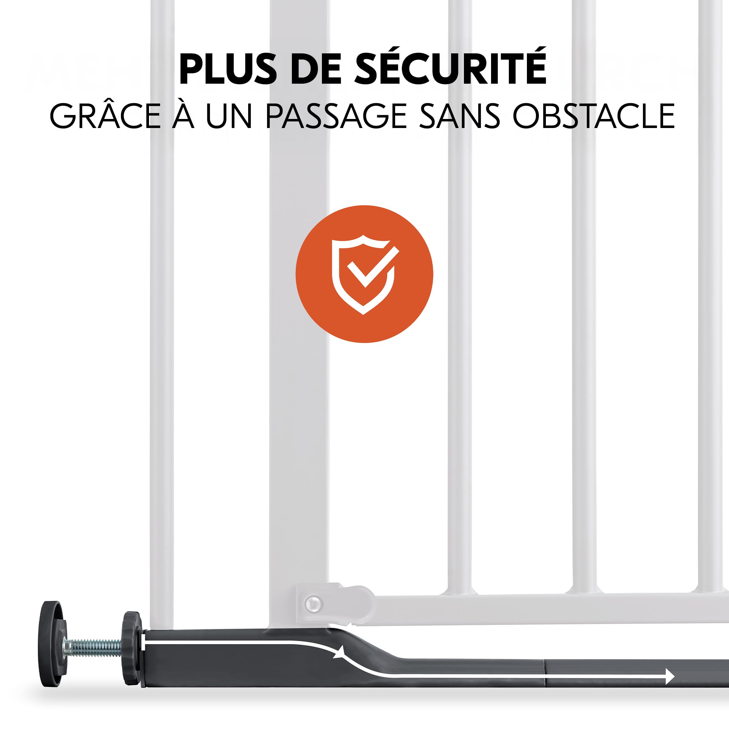 hauck Lot Barriere de Securite Enfant Clear Step (Largeur 75 à 80 cm) Sans Percage, Seuil Ultra Plat, Ouverture Bilatèrale à 1 Main - 3x Bloque Porte Bébé, Gris Foncé