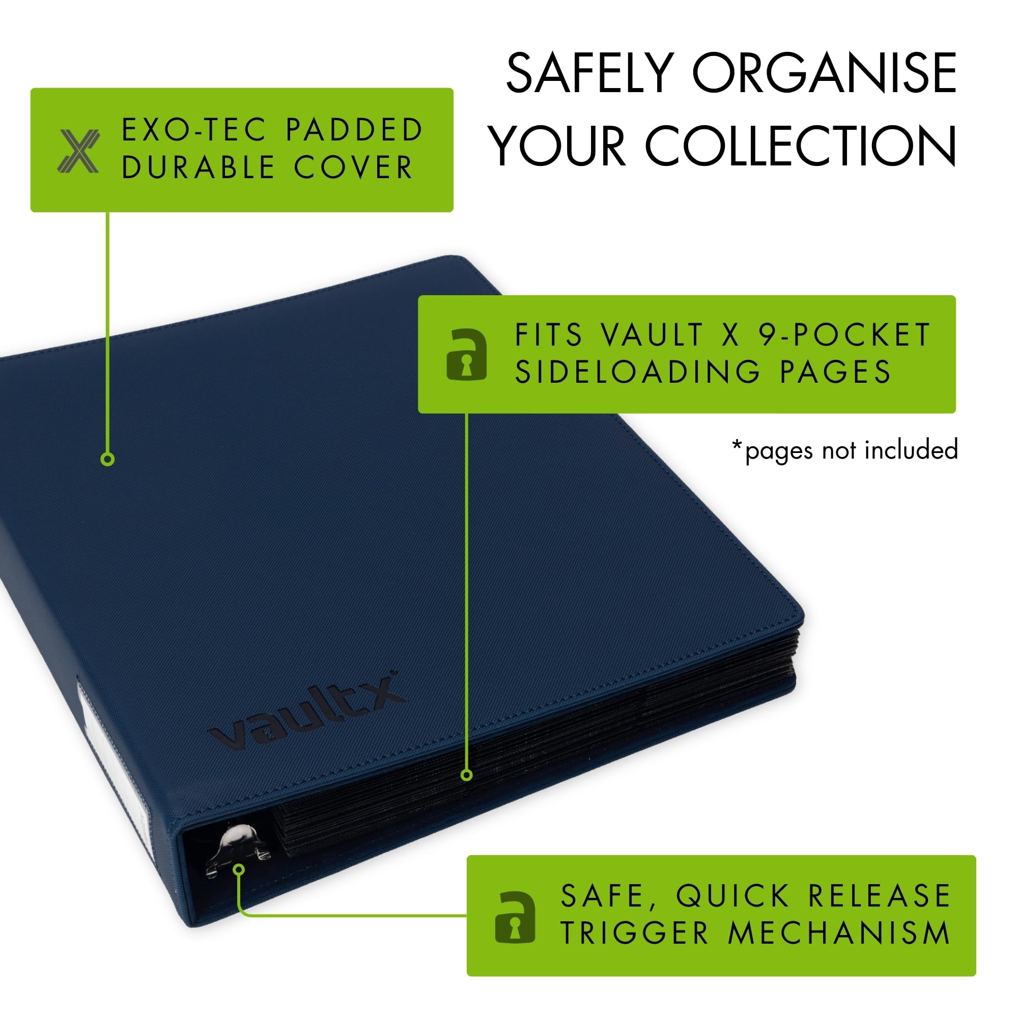 Vault X Slim Trading Card Ring Binder 540 Cards Exo-Tec (Blue