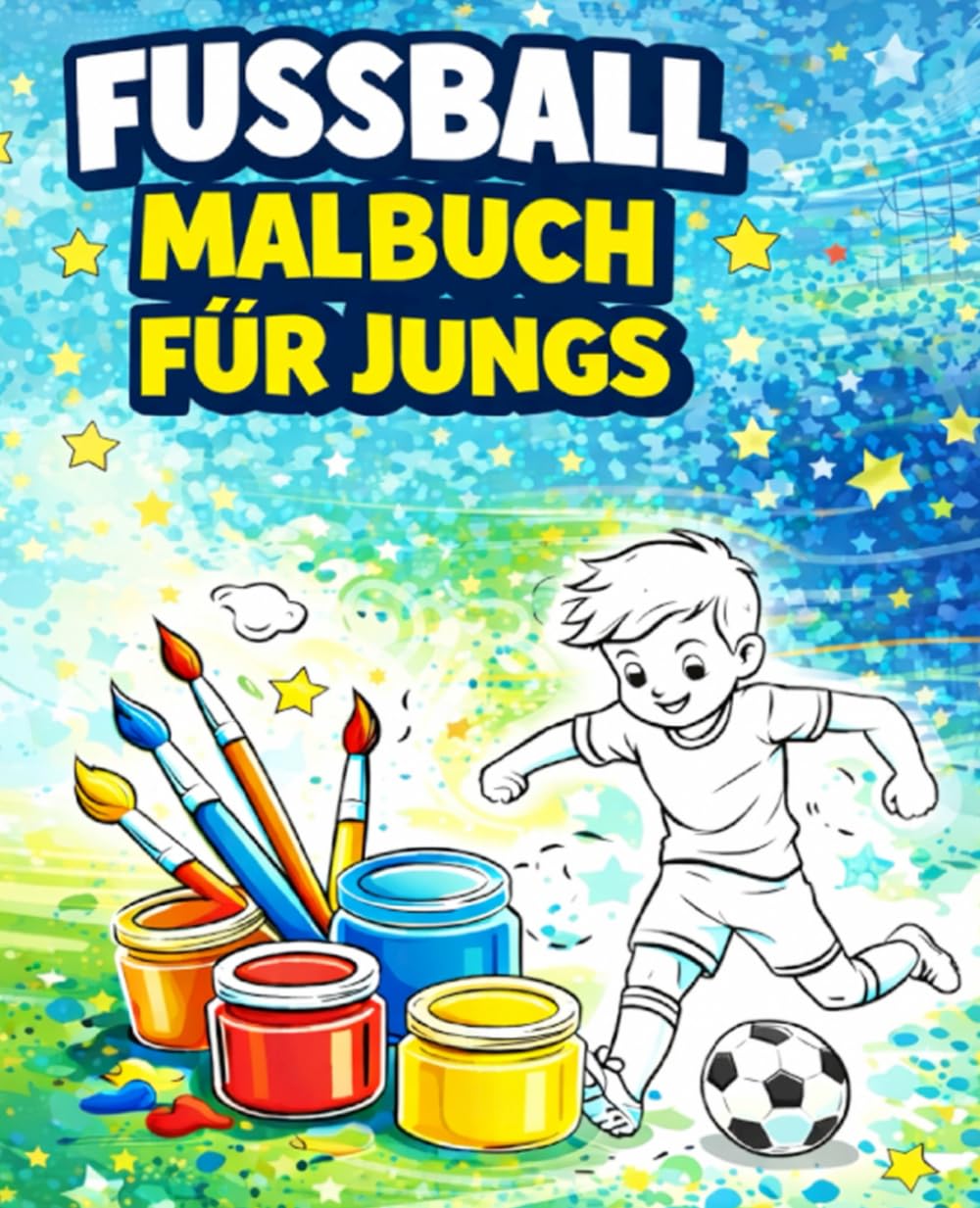 FUSSBALL MALBUCH FÜR JUNGS - Großes Ausmalbuch für Kinder – Fußballmotive zum Ausmalen: Kreativer Malspaß für kleine Fußballfans –40 tolle Ausmalbilder
