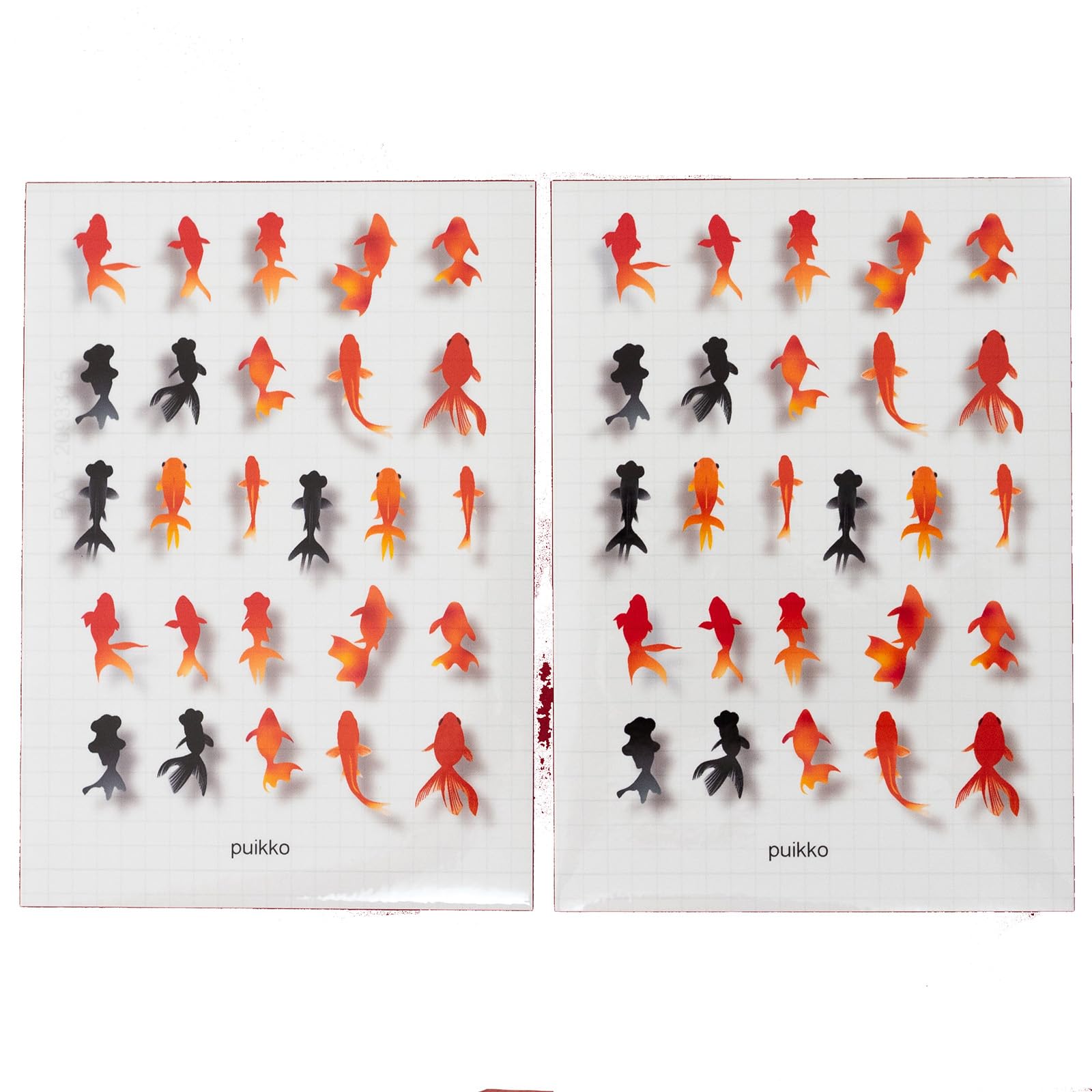 Amazon.co.jp: puikko 透明シール 金魚イラスト（影付き）（A6×2枚