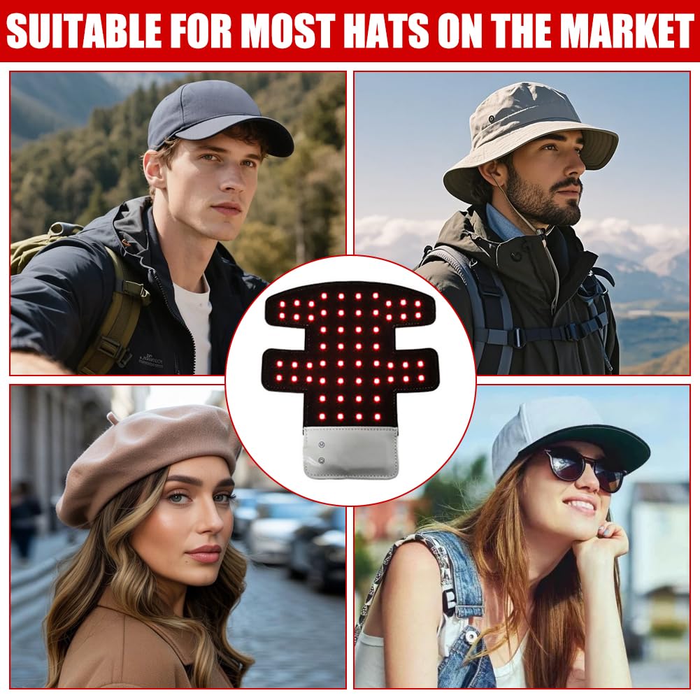 Rotlicht Haare LED Cap, 660nm+450nm+850nm Rotlichtlampe Haarwachstumskappe mit 4 Modi, Abnehmbarem Rotlicht Panel, Red Light Therapy Haare Anti-Haarausfall, Einstellbare Größe Cap für Männer/Frauen