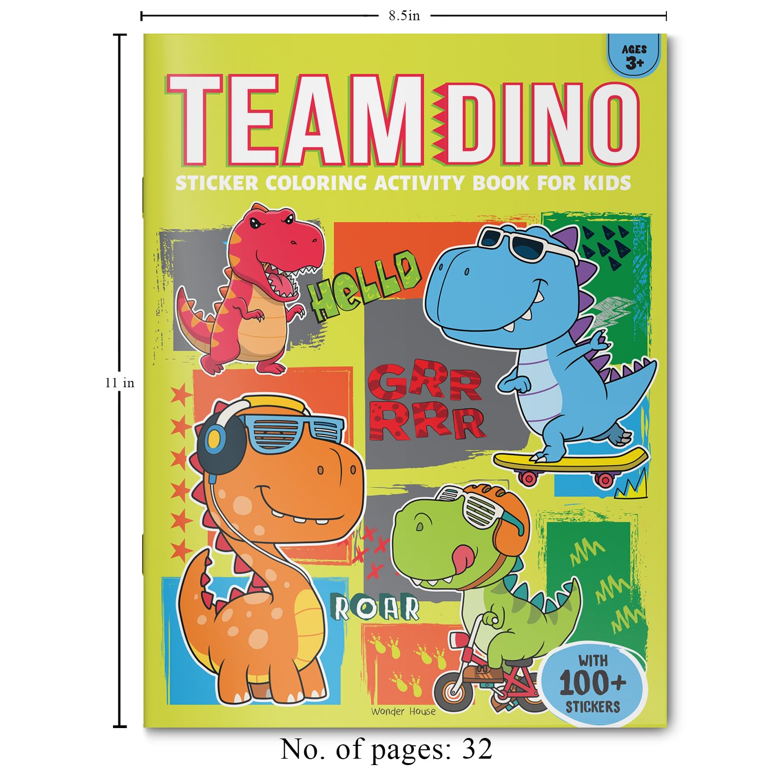 Team Dino Sticker Coloring Book for Kids