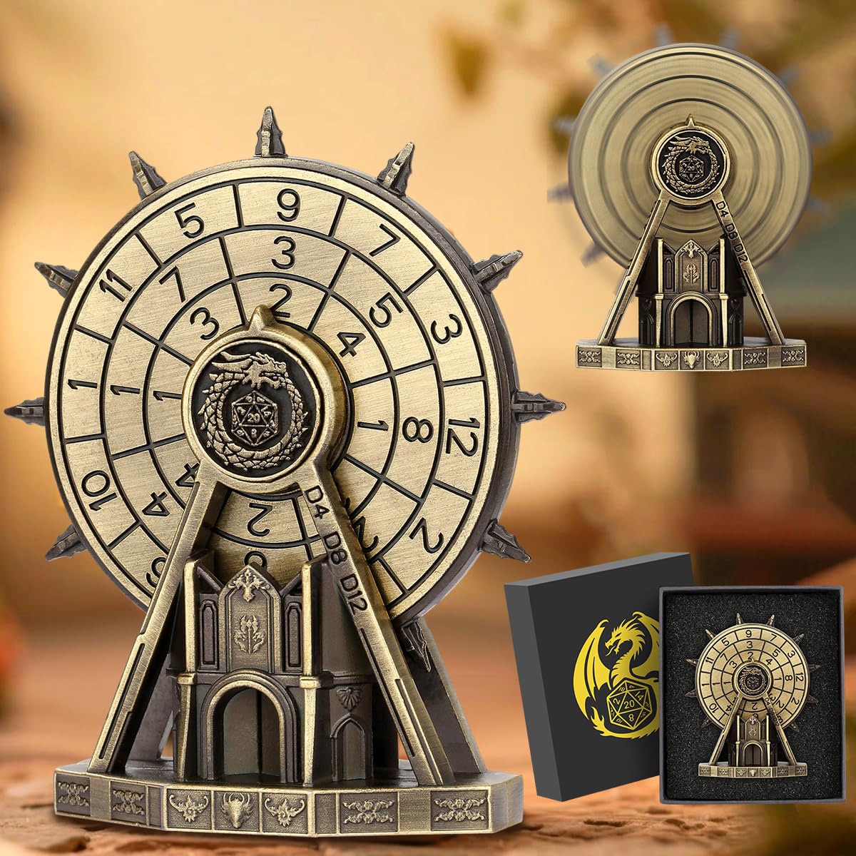 DND Spinner Dice, 7-in-1 Ferris Wheel Game Dice, DND Starter Set, 7-in-1 Metal Dice Set, D&D Gifts with Dragon Logo Gift Bag - Image 4
