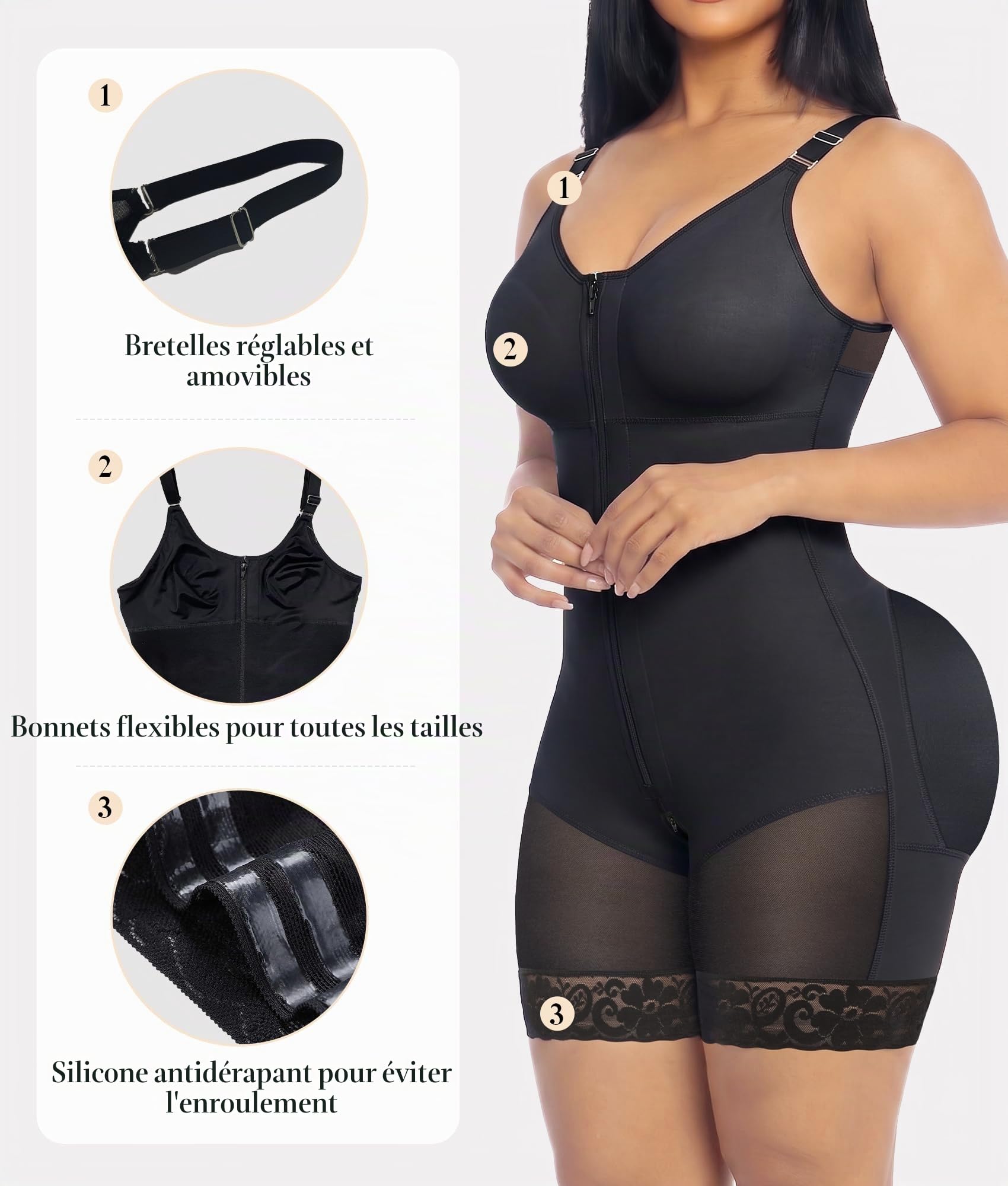 YIANNA Body Sculptant Femme Gaine Ventre Plat Amincissante Combinaison Gainant Post Partum Invisible Fajas Colombianas