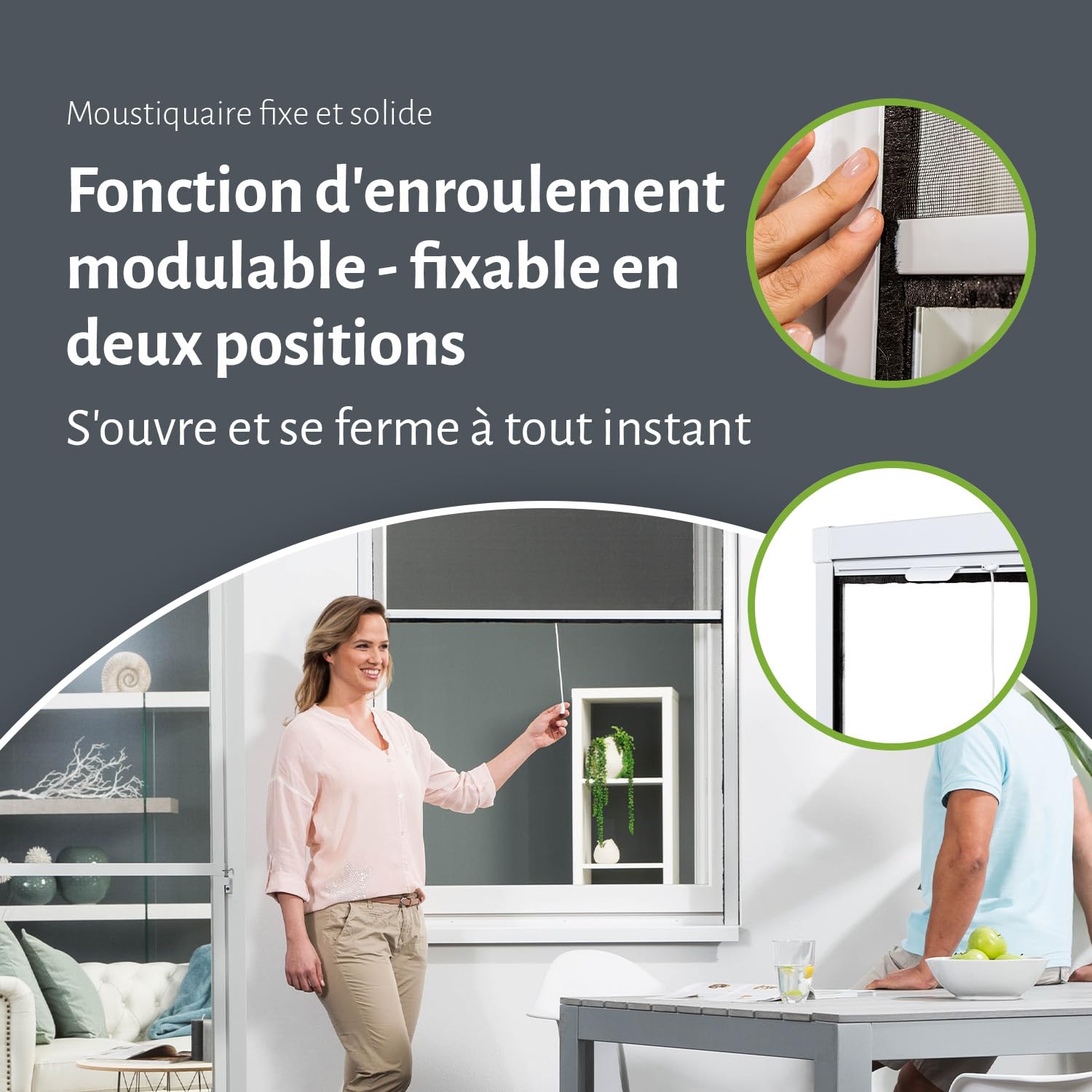 empasa moustiquaire fenêtre enroulable SMART, blanc, marron ou anthracite | Protection contre les insectes volet roulant Store, à monter soi-même, Couleur : blanc, Taille:70 x 130 cm