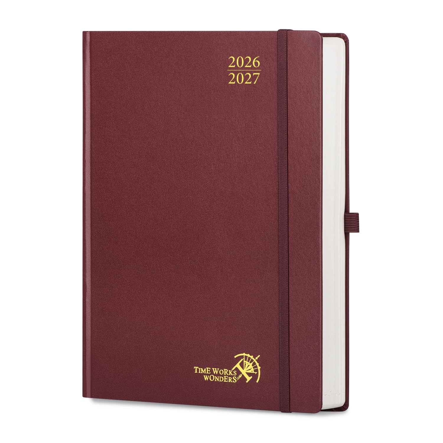 POPRUN 2026-2027 Daily Planner One Page Per Day Even Weekends (A4 Large Size - 8.5" x 12") - Academic Calendar Book(July 2026 - June 2027), 2026 Day Appointment Book, Hardcover - Burgundy