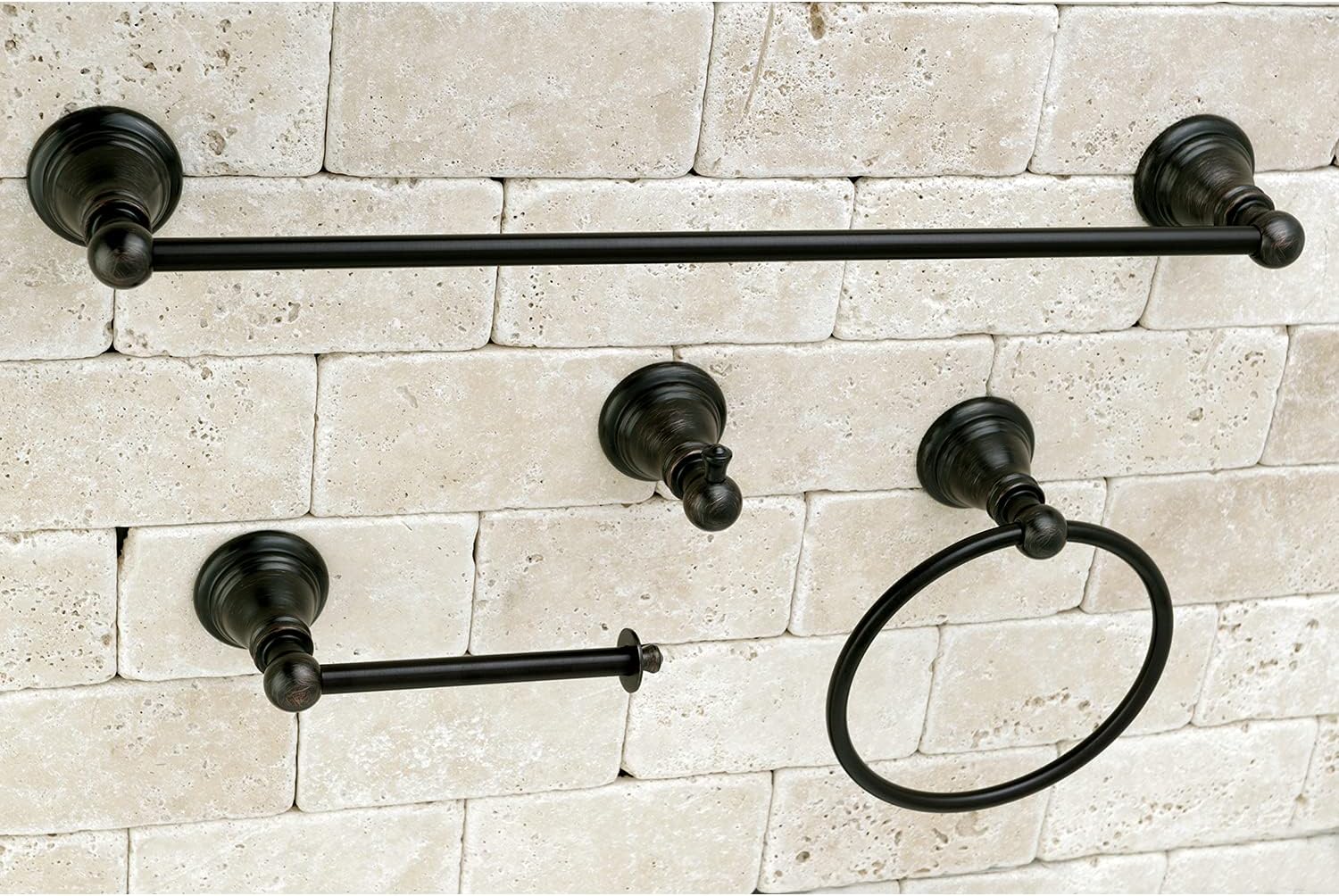 Kingston Brass BAHK192478ORB American Classic Towel Bar/Towel Ring/Toilet Paper Holder/Robe Hook, 18", Oil Rubbed Bronze