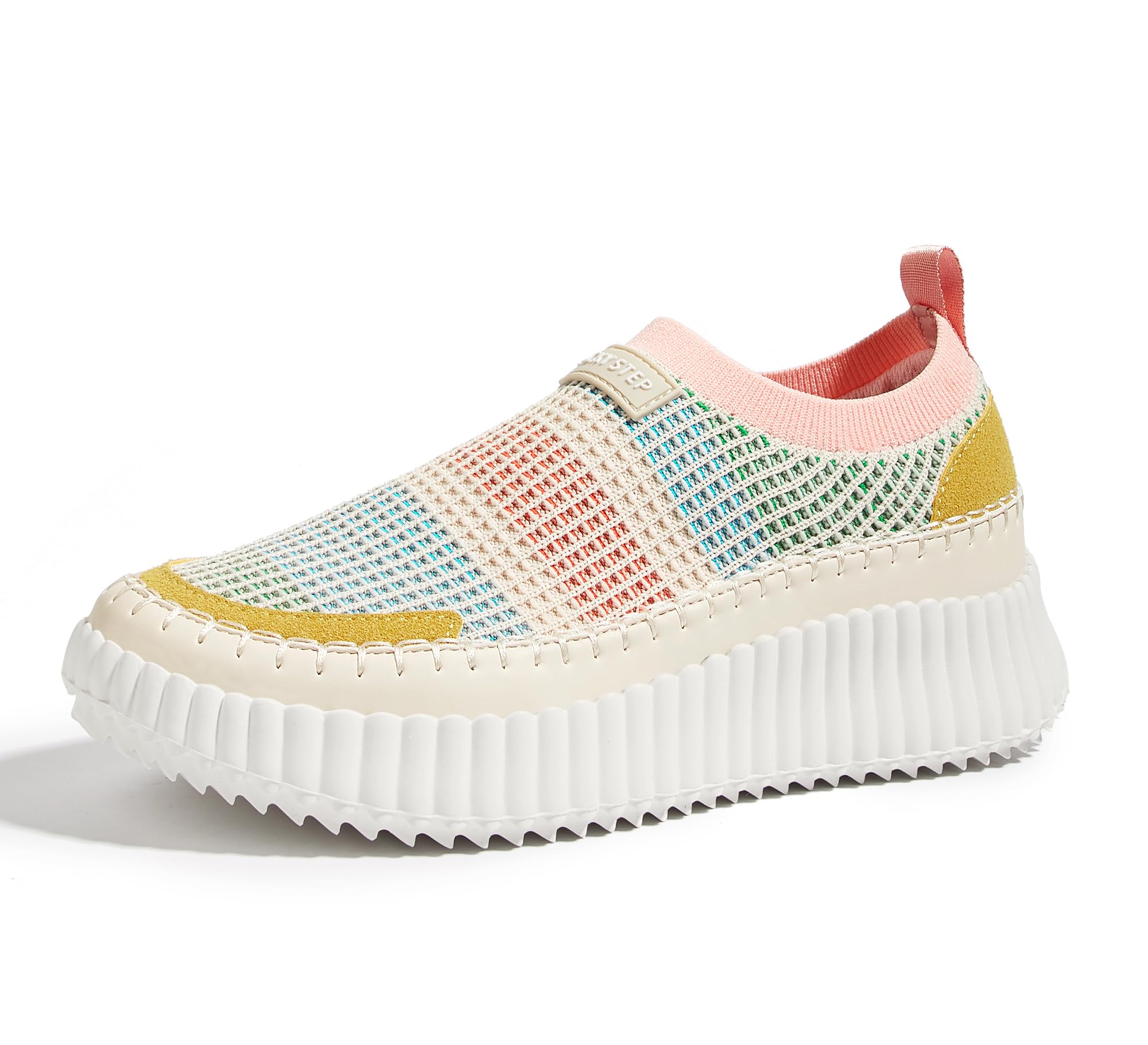 LUCKY STEP Platform Sneakers for Women Slip on Knit Chunky Fashion Casual Retro Braided Tennis Lightweight Walking Shoes