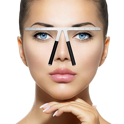 Miniatura 2 de Regla de cejas para tatuaje, regla de posicionamiento de 3 puntos, pinza de relación dorada, regla de microblading para cejas, herramienta de