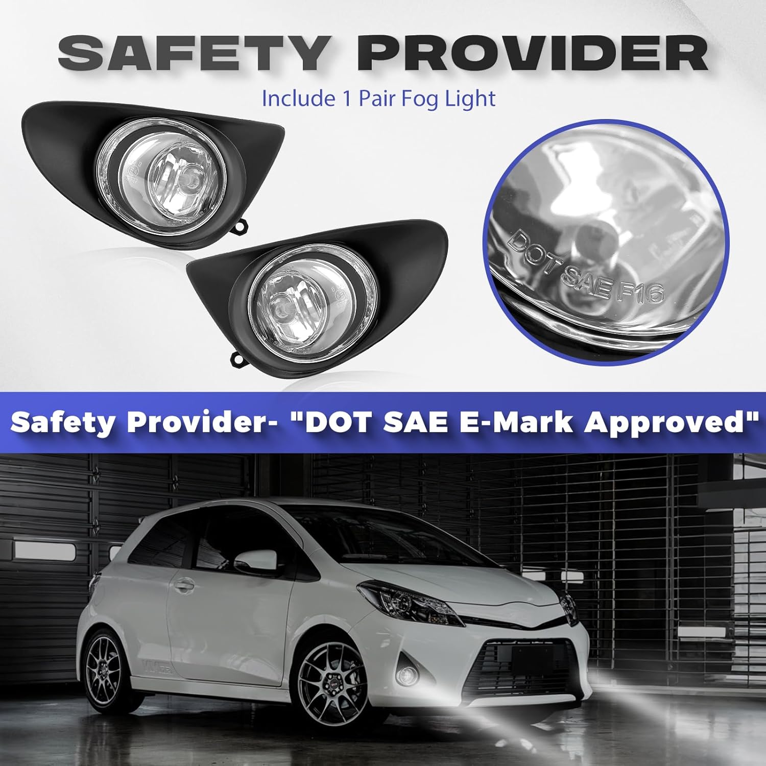 RP Remarkable Power, Fog Lights for 2012 2013 2014 Yaris Hatchback Fog Lights Kit Bumper Lamps w/Switch Wiring harness bulb Housing FL7023