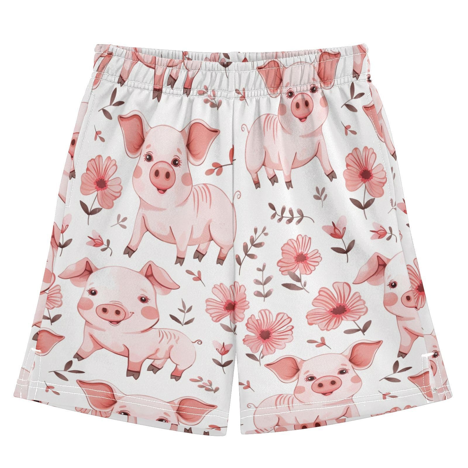 Lovel Pig Cartoon Animal Boys Athletic Shorts Kids with Pockets Shorts for boy Girls 12-13 Y Multicolor
