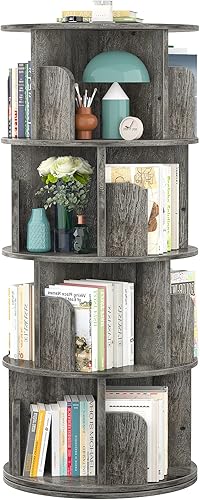 Aheaplus Estantería giratoria estantería esquinera de 360 pulgadas para espacios pequeños estante de almacenamiento de 4 niveles organizador