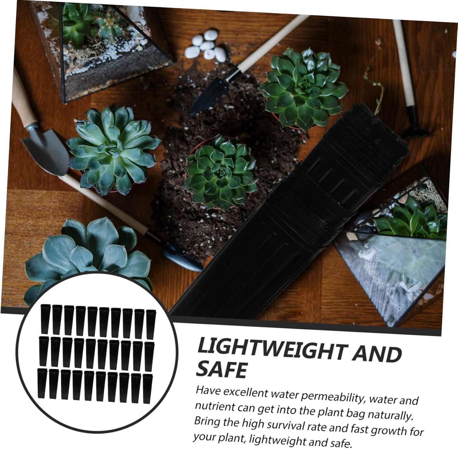 Sosoport 50pcs Thickened Black Plastic Planting Bags for Nursery Seedlings Water Permeable Garden Grow Pouches for Vegetables Flowers and Fruit Cultivation and Tear Resistant