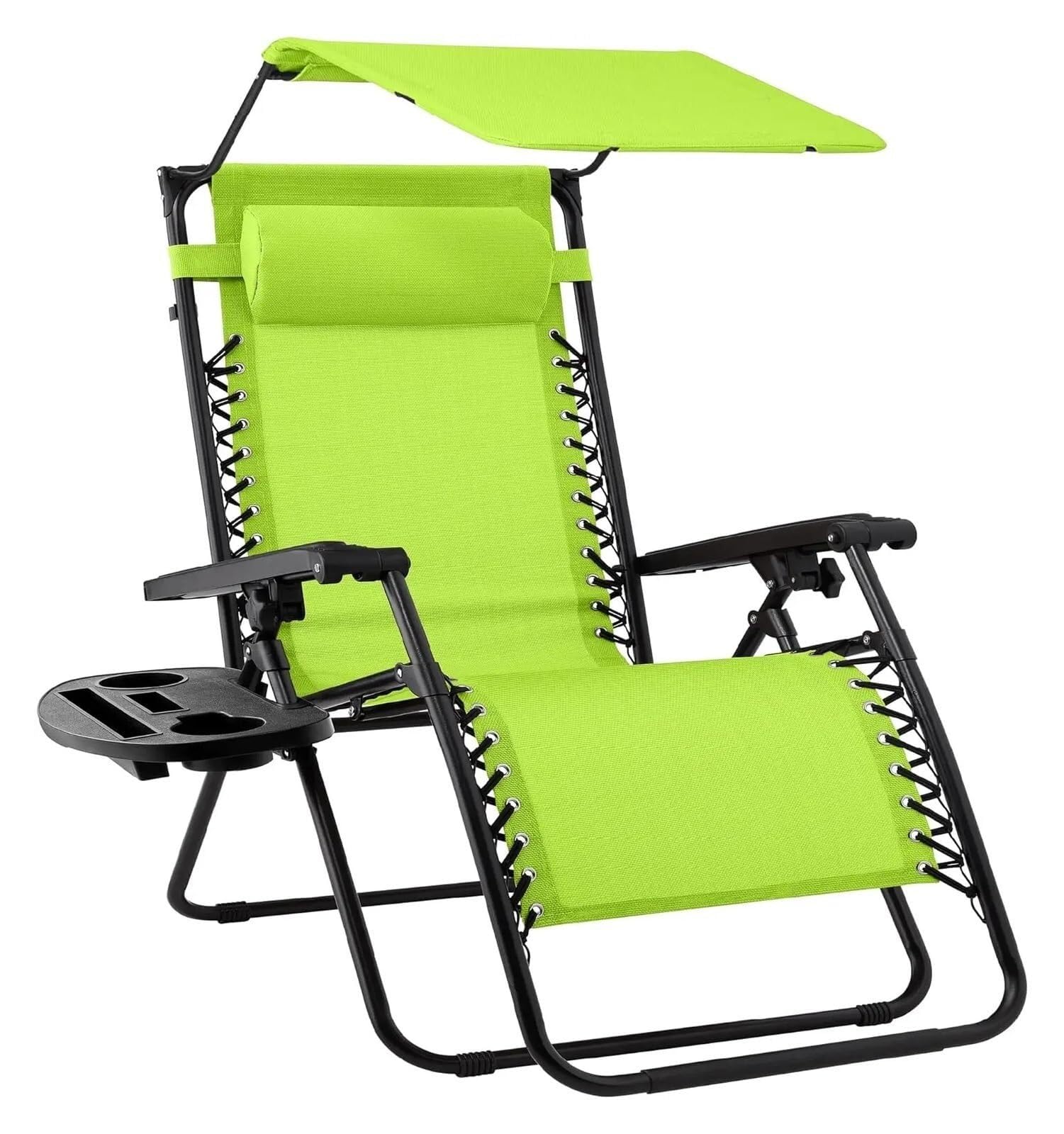 Fauteuil inclinable pliable avec auvent réglable et appui-tête, zéro gravité, chaise longue pour pelouse extérieure