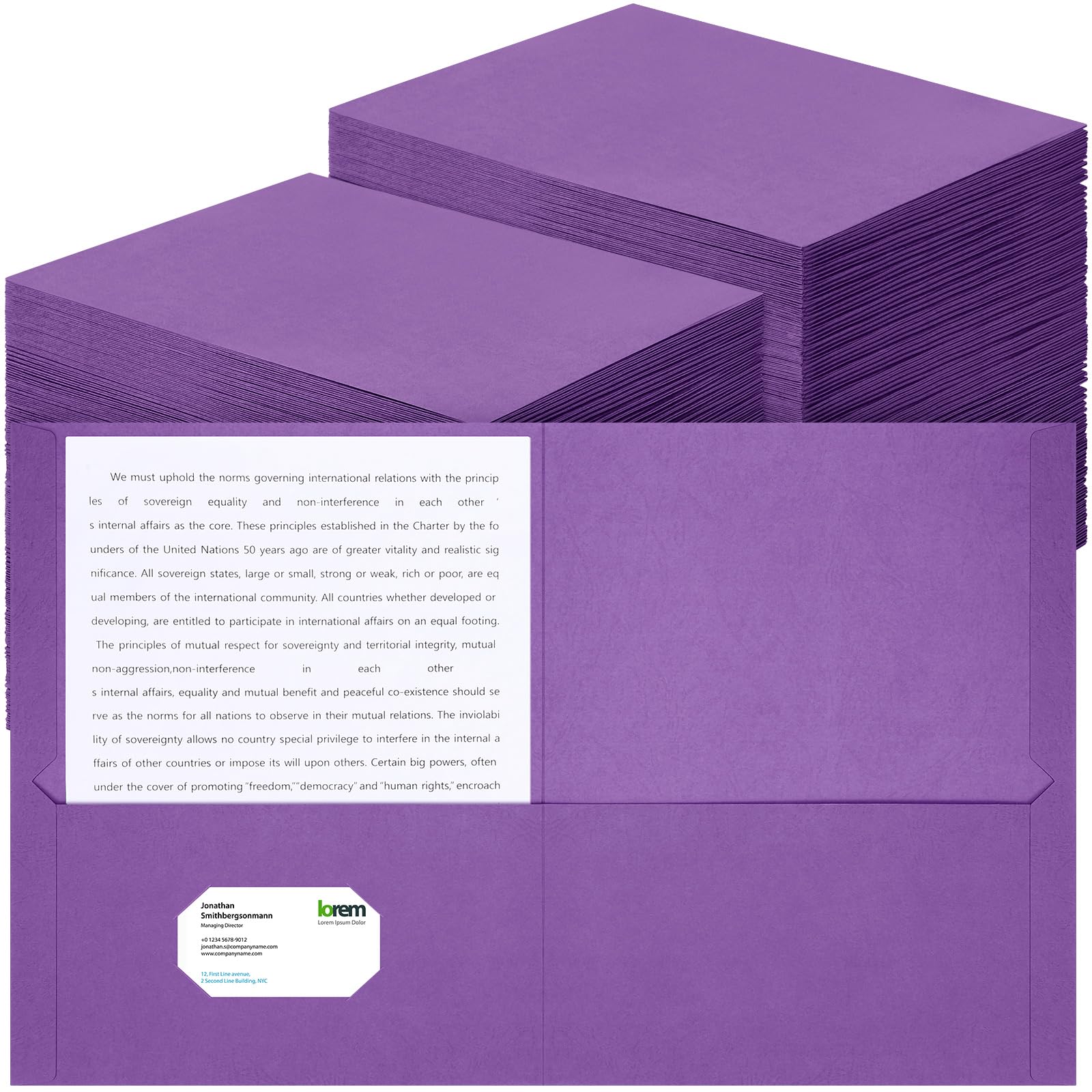 Harloon 75 Pack Two Pocket Folders Bulk, Letter Size Paper File Folder 8.5 x 11 Inches Textured Paper with Business Card Slot for School Graduation