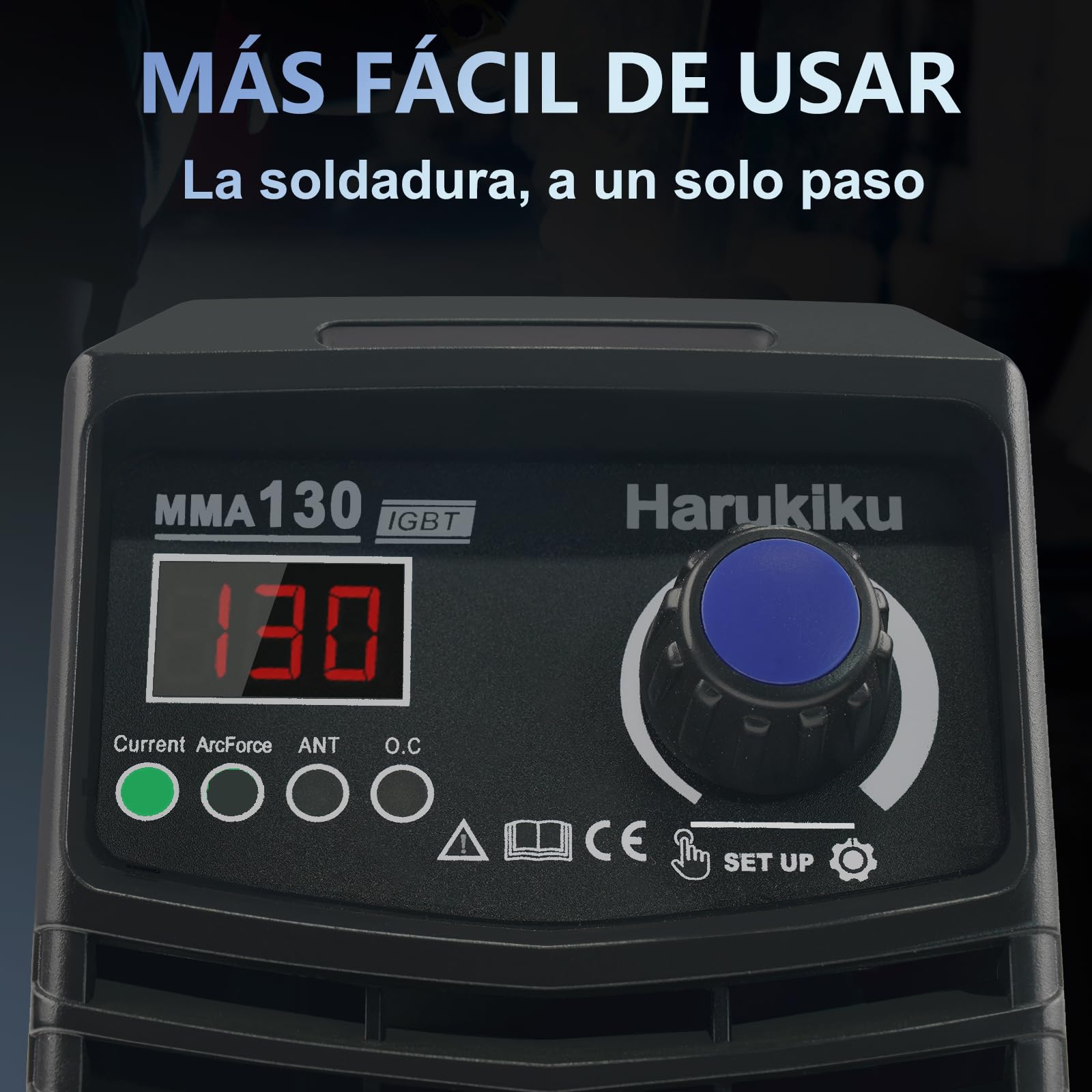 MMA130 Mini Soldador Inverter 130A Digital, Maquina de Soldar a Electrodo Portátil y Compacta con Función Anti-Stick, Cables 3+2m, 21,5 x 14 x 8,5 cm, para Aficionados y DIY