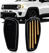 D-Lumina LED Side Marker Lights Assembly Smoked Lens Amber for 2015 2016 2017 2018 2019 2020 2021 2022 2023 Jee-p Renegade Front Fender Side Marker Lamp, OEM Side Marker Light Replacement, Pack of 2