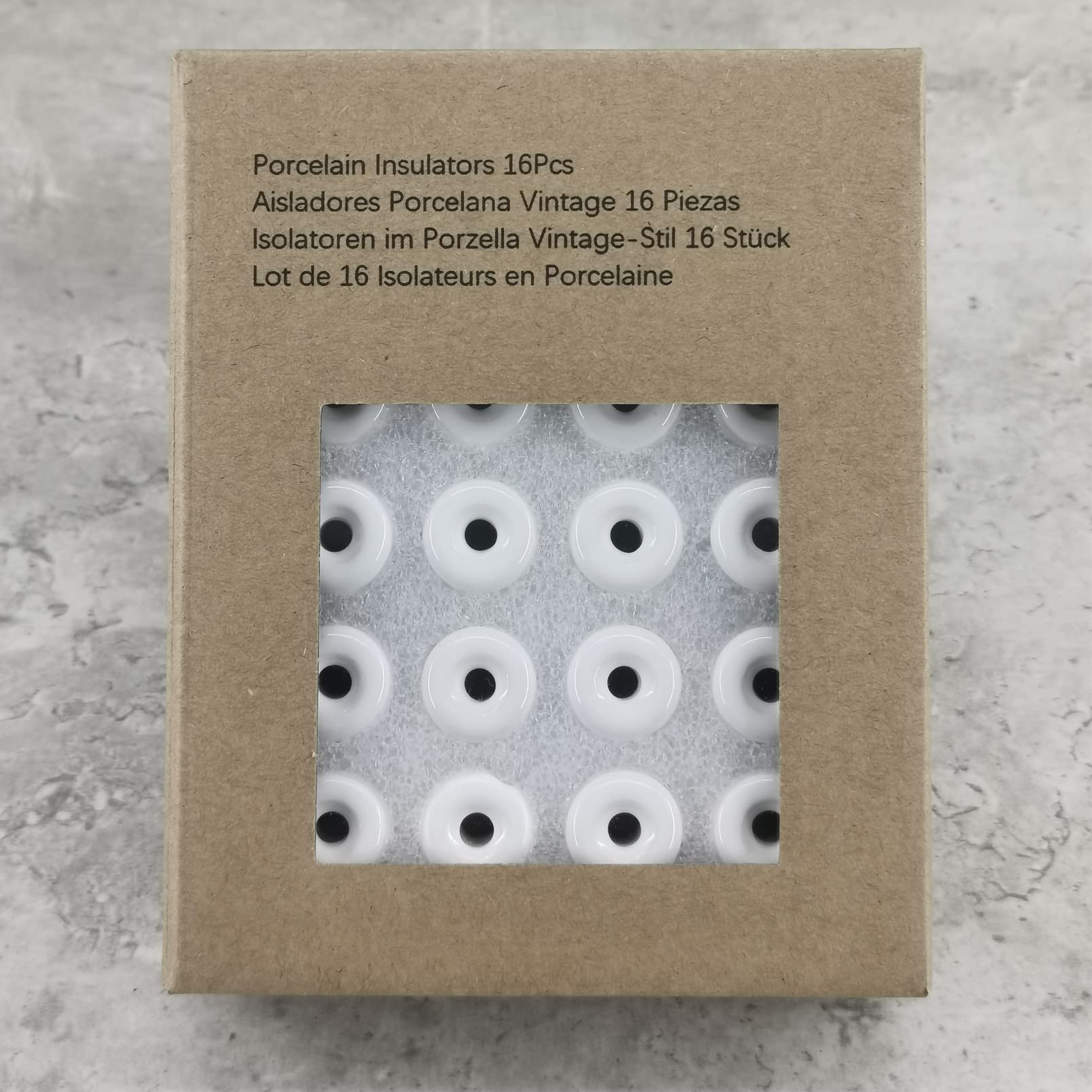 Pack Aisladores de Porcelana Blanca para Cables Trenzados 16u para Cable textil Instalación Eléctrica Vintage,Diámetro:20 mm