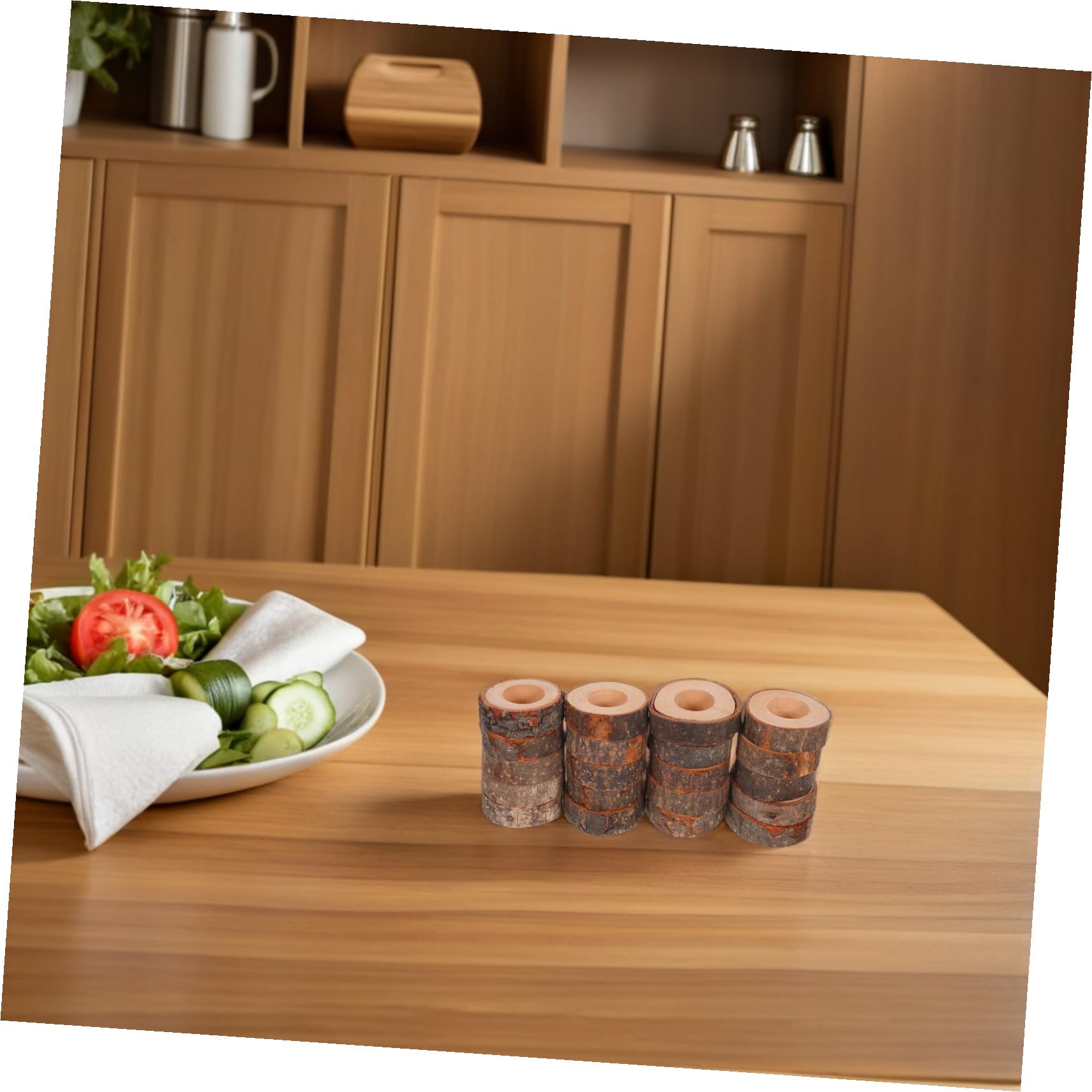SHINEOFI 20pezzi Portatovaglioli in Legno Rotondi Anelli per Tovaglioli Semplici in Legno per Pranzi Matrimoni Feste Decorazioni per Tavola in Stile Rustico