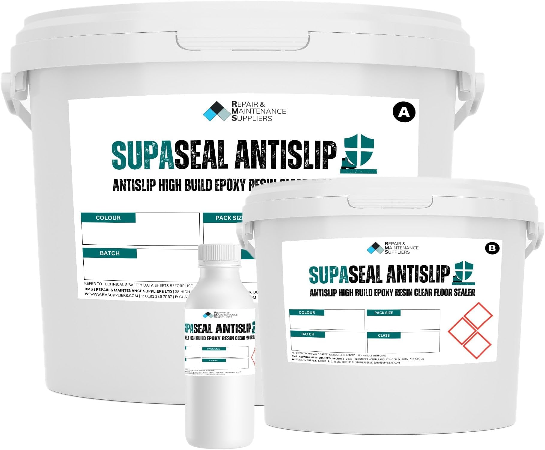 RMS Supaseal Antislip – Textured Clear Epoxy Resin UV Resistant Sealer | High-Build Protective Coating for Concrete, Wood, Tile & Natural Stone | Ideal for Garage, Decking, Workshop & Warehouse Floors