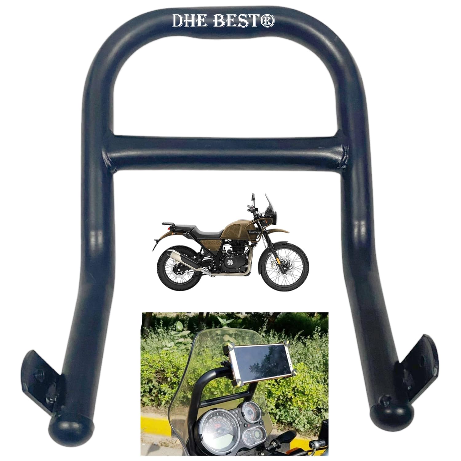 Dhe Best Motorcycle Heavy Metal GPS Mount Frame Mobile Holder Mount BS3/BS4 Model 2015 to 2023 Suitable for RE Himalayan-image-3