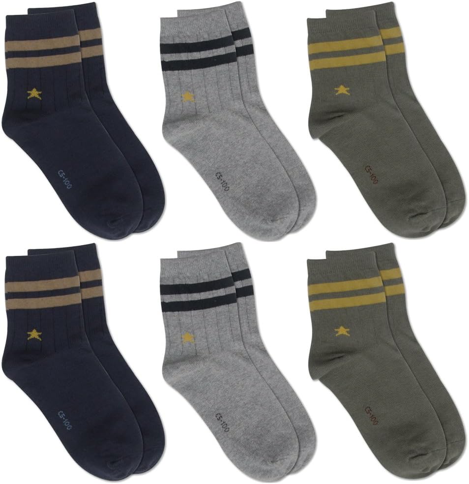 Cottonful 100% Cotton Contact Kids/Toddlers Socks (Winter Striped Boy, Large)