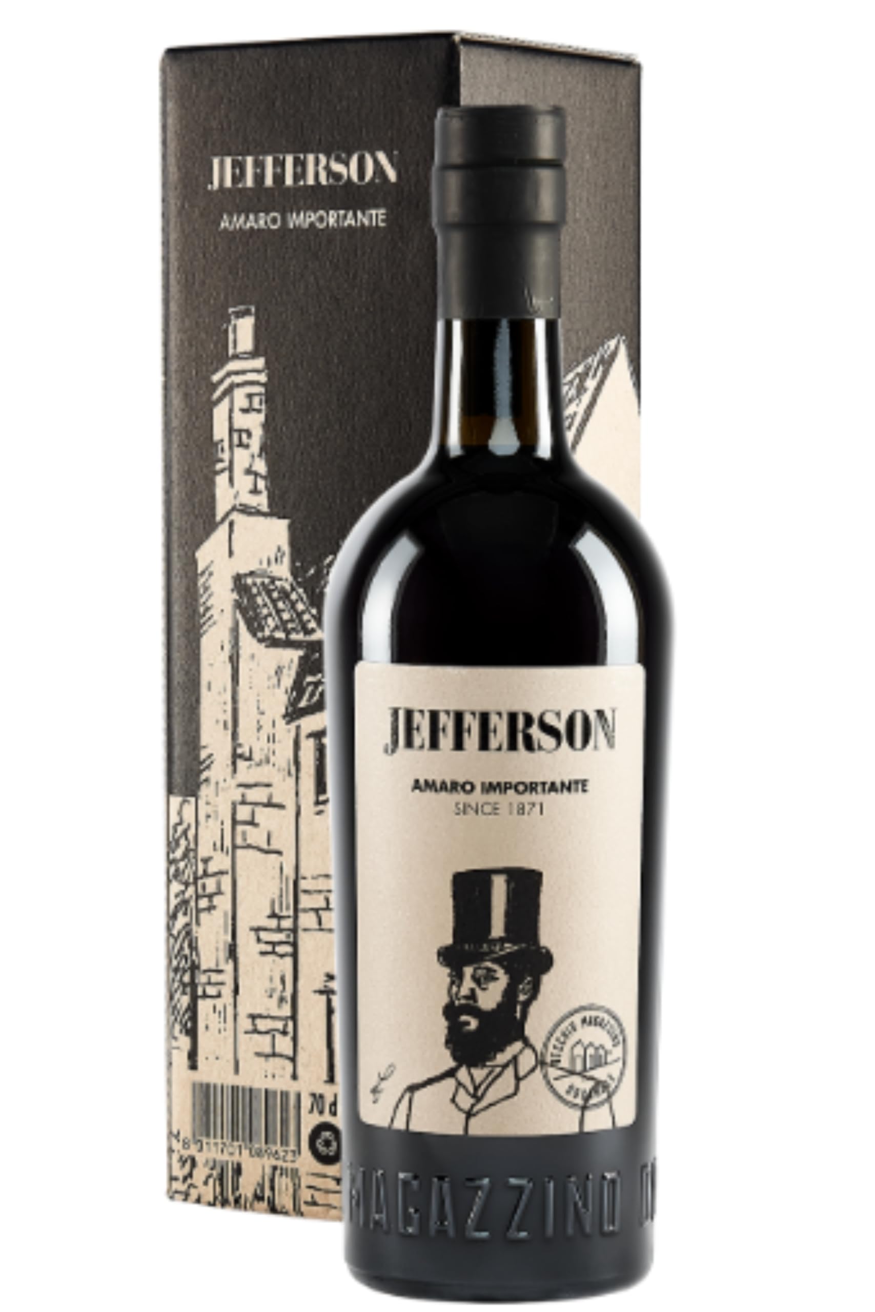 Jefferson Amaro Importante, 700 ml, Note Agrumate ed Erbacee, Ideale con Bitter e Vermouth, Botaniche Selezionate e Raccolte a Mano, Jefferson Amaro Calabrese, Confezione Regalo, 30% Vol.