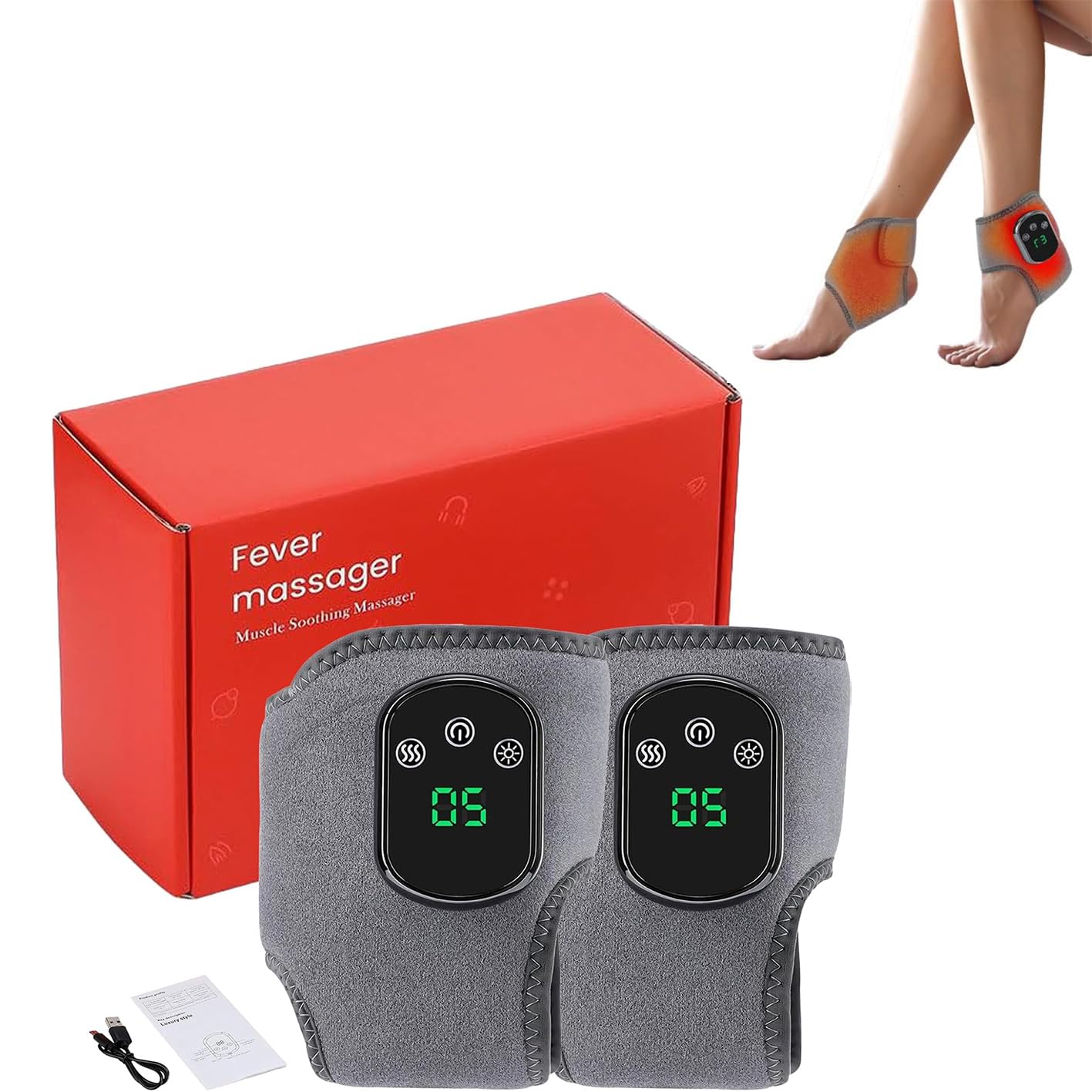 Emsense Foot Massager, Heating Foot Massager, 3-in-1 Foot Heating Massager Portable Heated Ankle Wrap Cordless Ankle Massager for Pain Relief (2PCS) — view 8