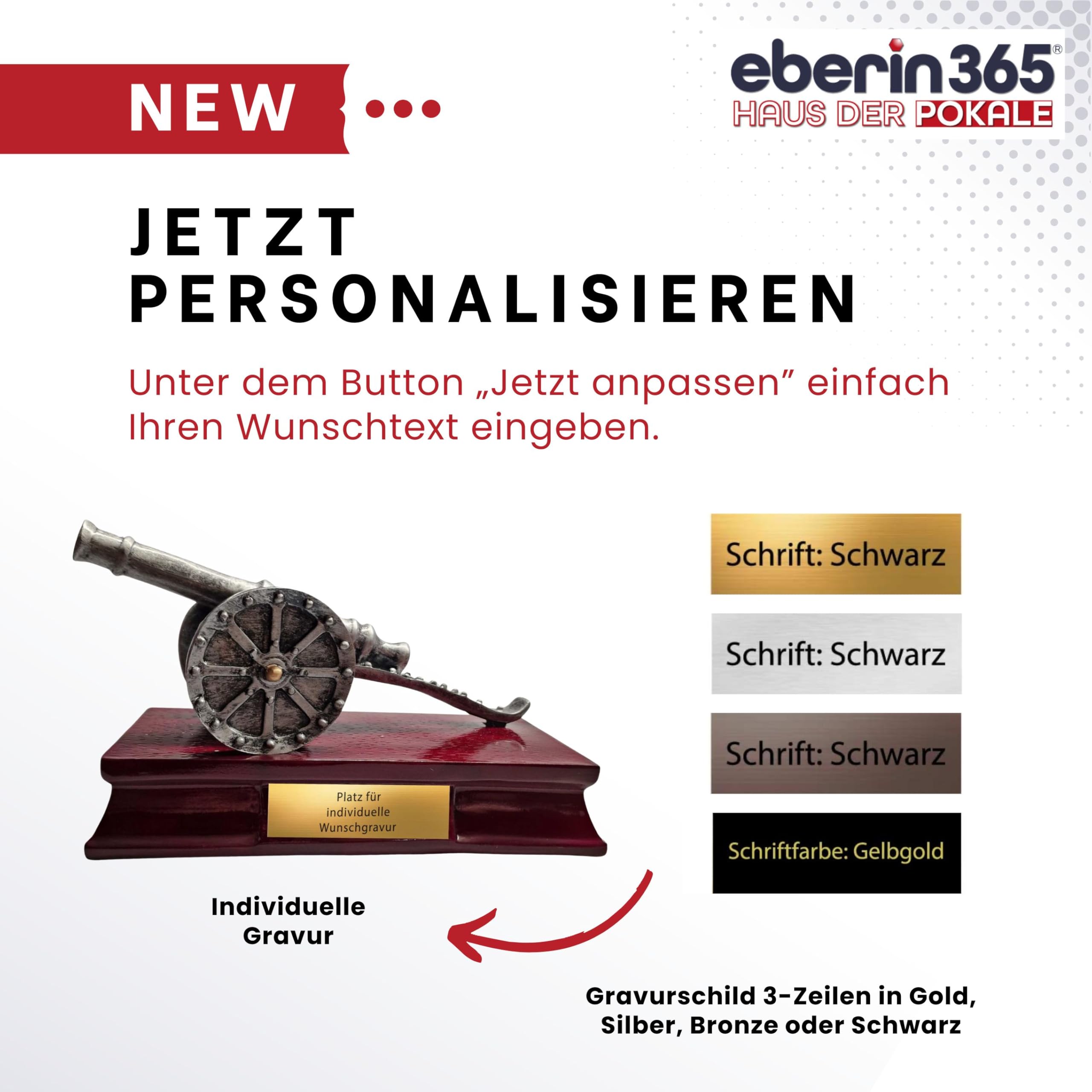 XL Torschützenkanone Pokal 12,2 cm mit Gravur – Silber