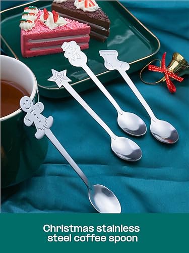 Miniatura 4 de Juego de cucharas de Navidad, cuchara de café creativa de acero inoxidable, cucharas de té de Navidad para revolver, mezclar, batidos, mermelada,