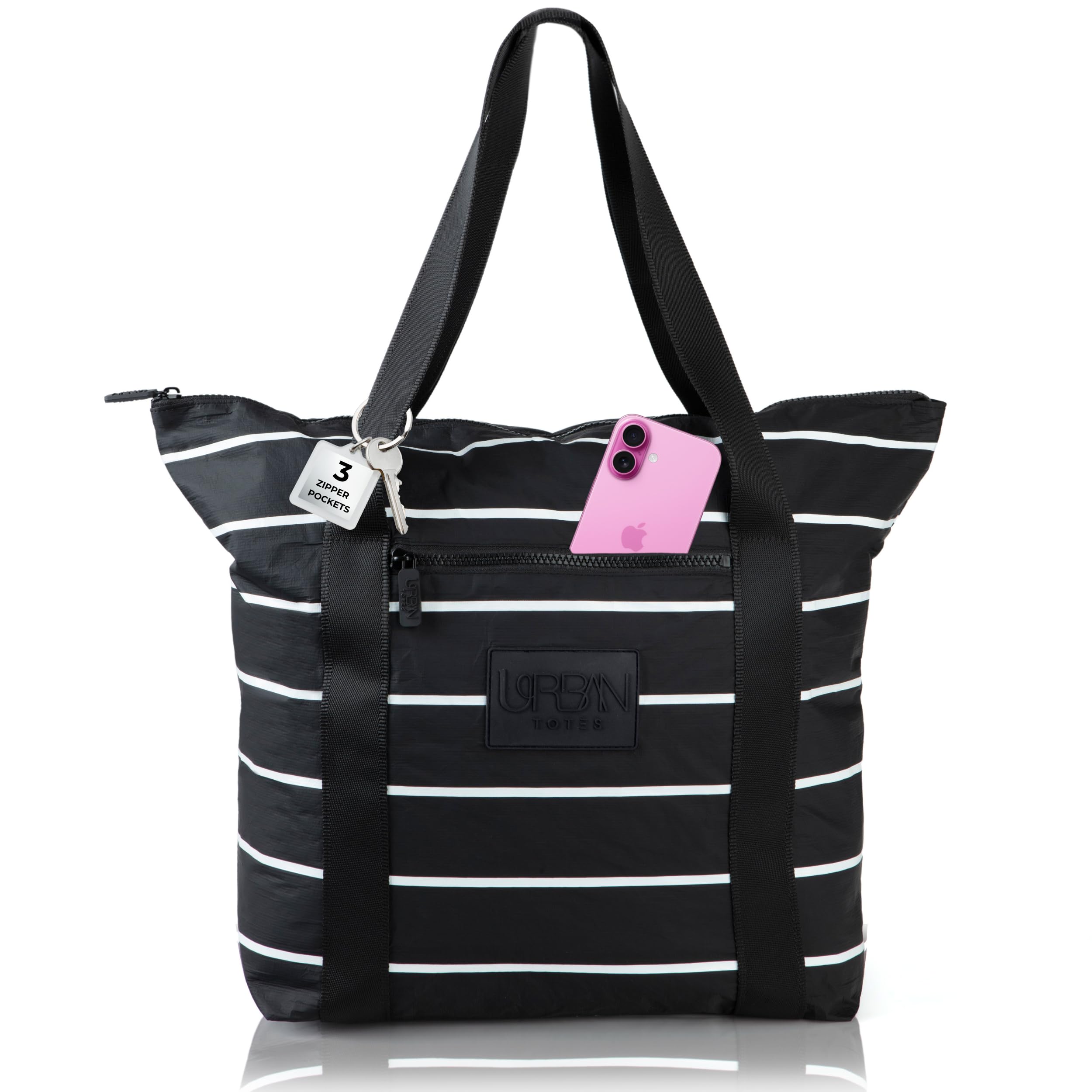 Beach Tote Bag with Zipper and Pockets