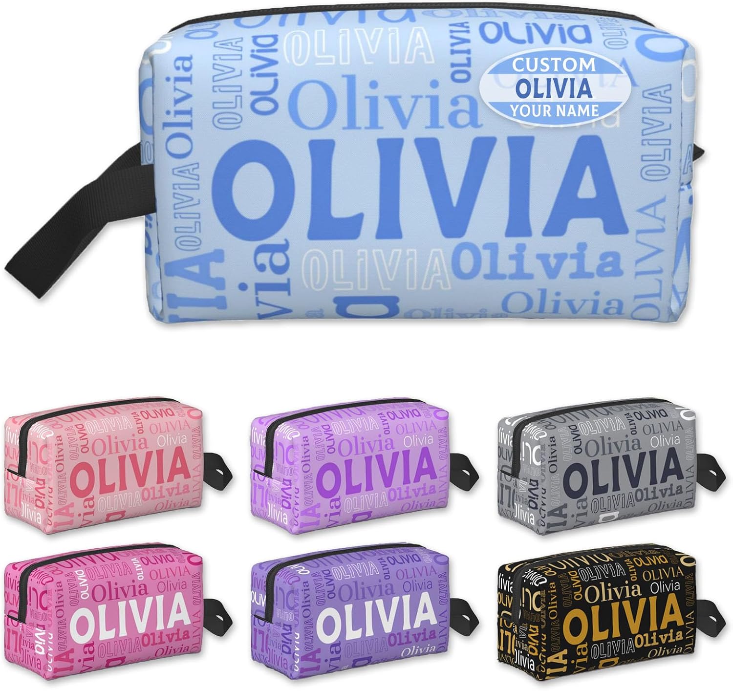 Custom Makeup Bag with Name, Personalized Name Big Capacity