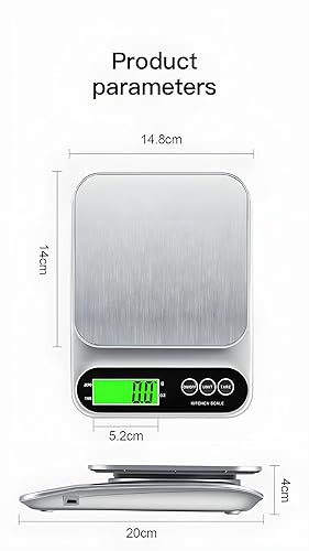 Miniatura 9 de Generic Báscula digital de cocina de alta precisión de 22 libras22.0 lbs, acero inoxidable, 0.00 oz de precisión, gramos y onzas, pantalla LCD