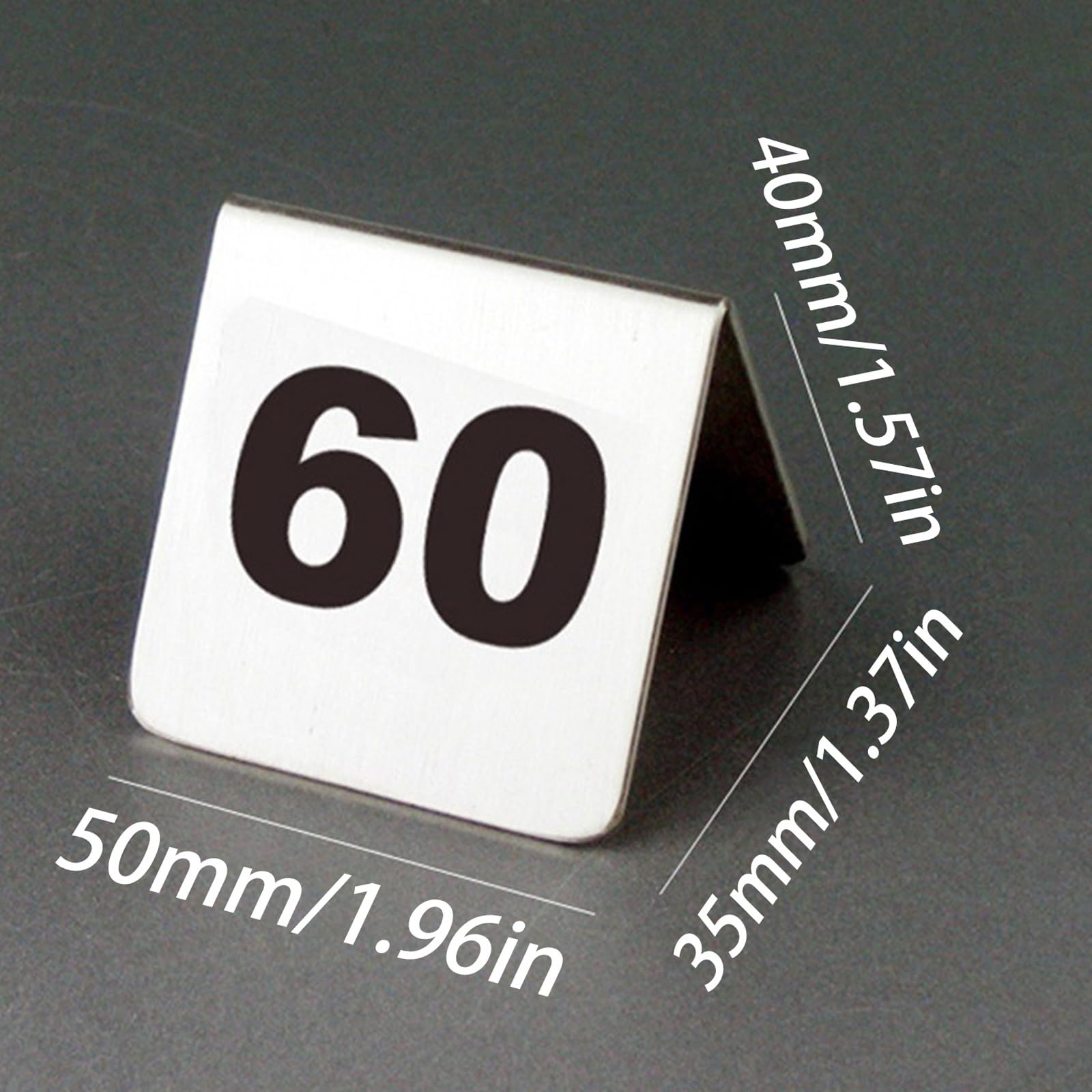 Números de Mesa para Bodas, Tarjetas Apilables Tipo Carpa para Restaurantes, Números de Mesa de Acero Inoxidable (1-20/25/30, Doble Cara)/1-50