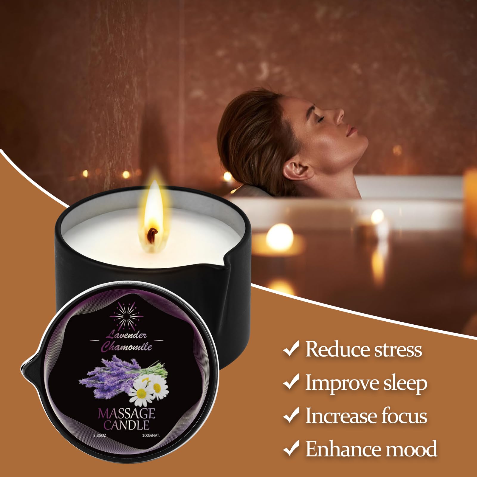Sariiraw 3Pcs Massage Candle Set 2.35oz Low Temp Oil Blend for Home Spa