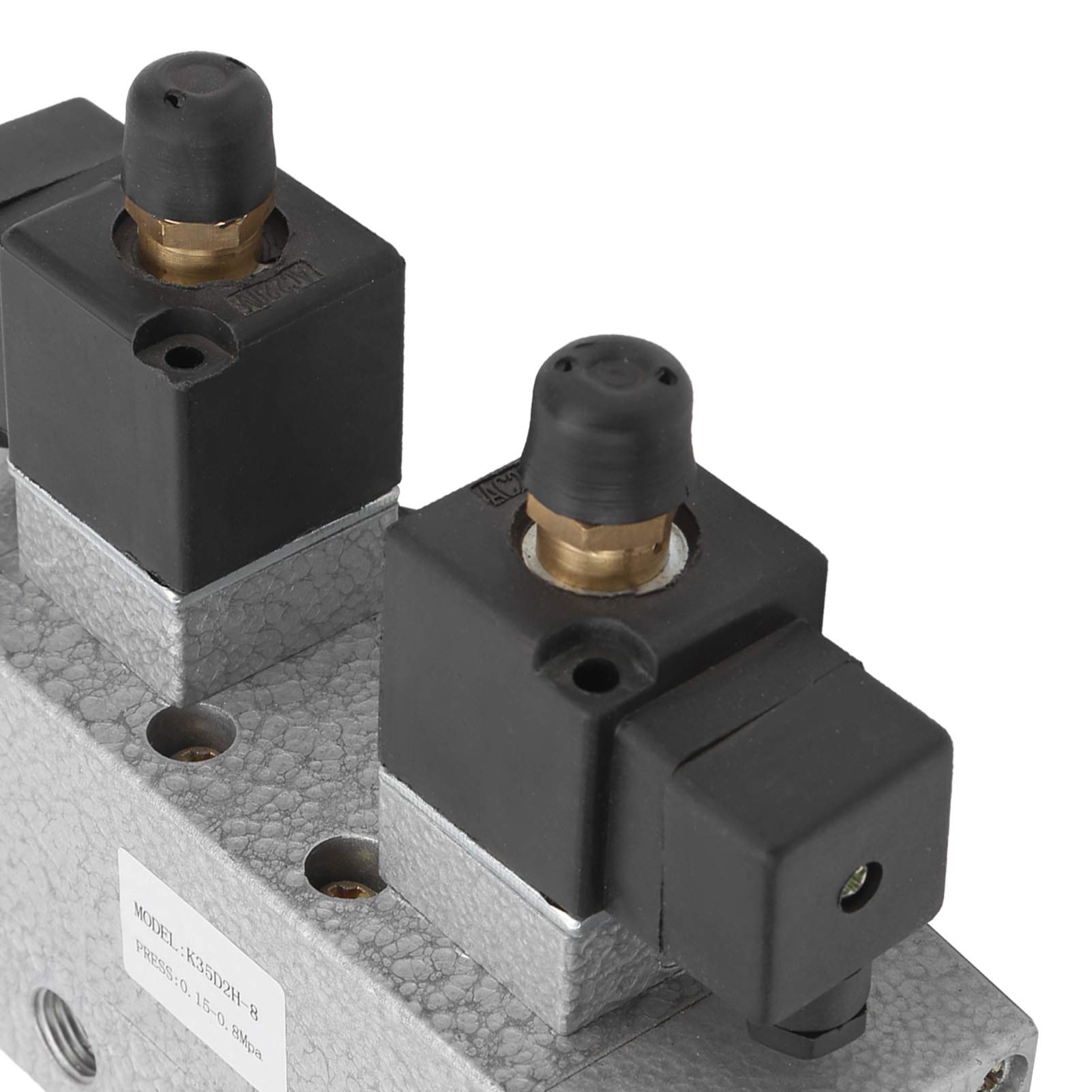 Válvula solenoide neumática K35D2H 8 de 3 posiciones y 5 vías, controlador eléctrico CA 110 V 8 Hz con puerto G1/4 pulg., válvula de carrete tipo espaciador, compensación (CA 220 V.)