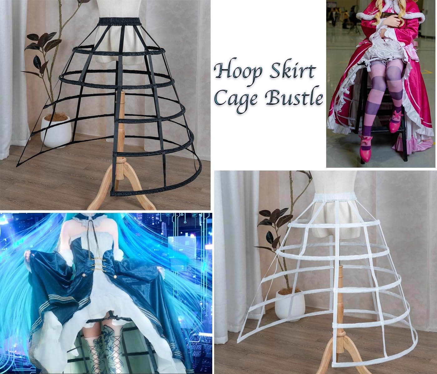 Victorian Petticoat Hoop Skirt Adjustable Bustle Cage Skirt for Wedding, Historical Cosplay - Image 7