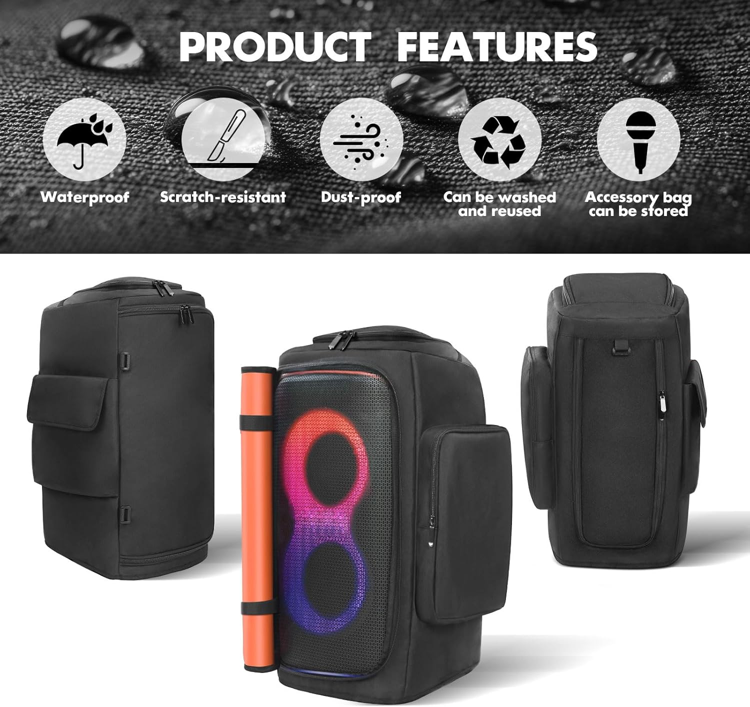 Speaker Case Compatible with JBL PartyBox 110/120 Portable Speaker, Outdoor Party Travel Dust Cover Protective Case Storage Bag with Pockets for JBL PartyBox Club 120 and Accessories - Image 4