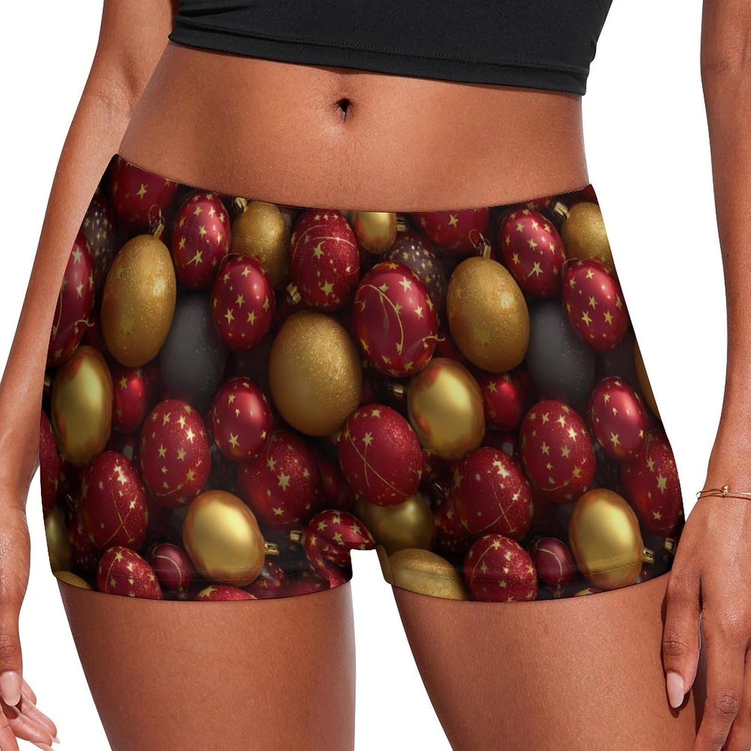 Christmas Ornaments Ball Funny Women's Boxer Briefs Breathable Underpants Trunks Stretch Underwear